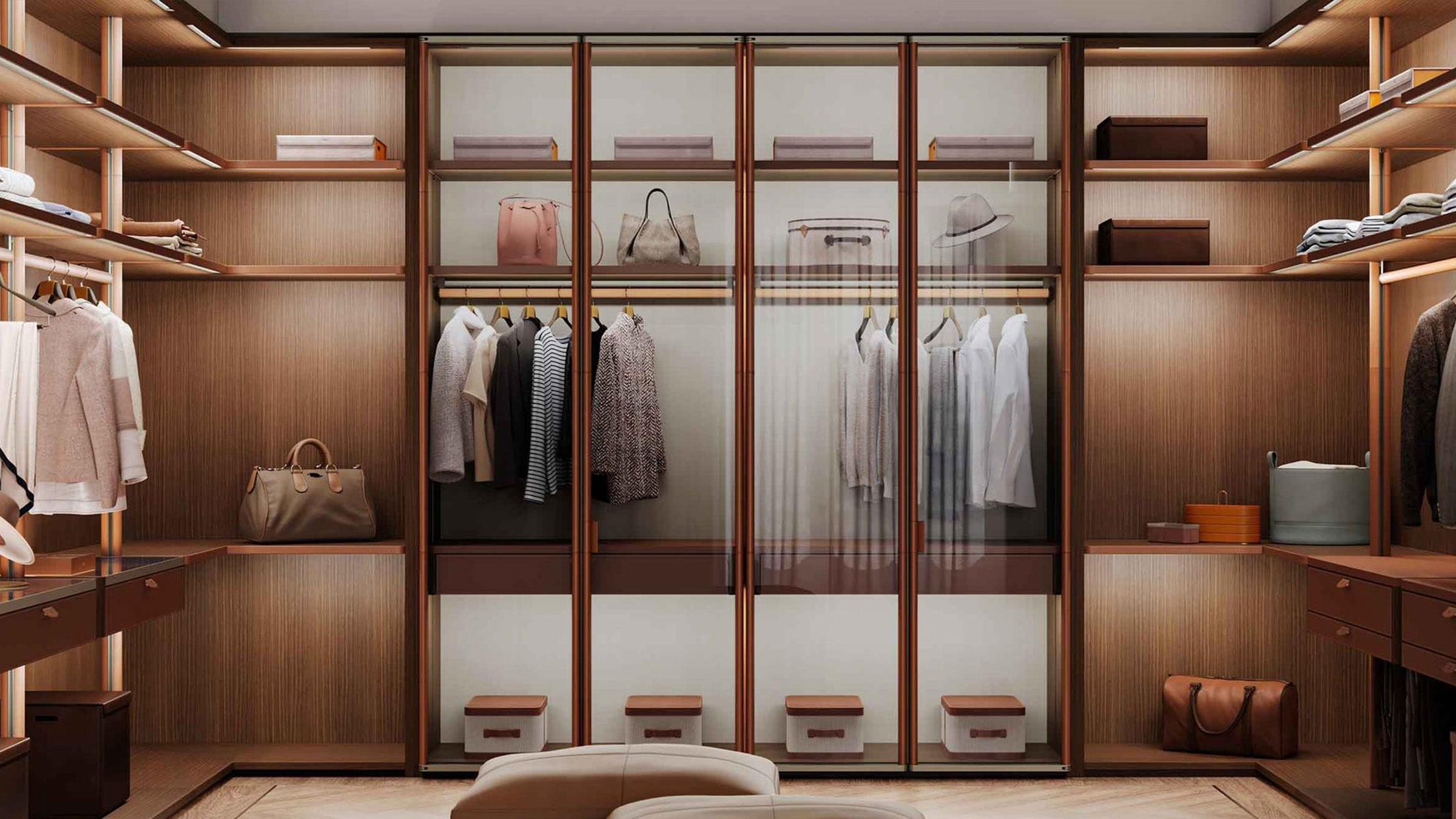 Luxury walk-in closet.