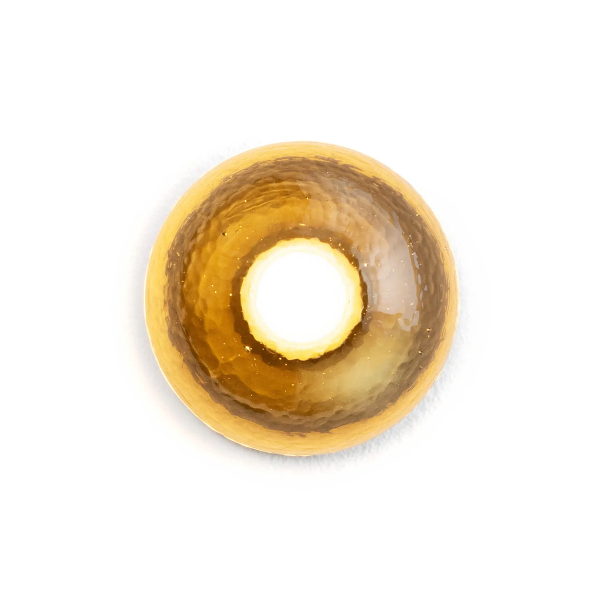 Bocci 14s Wall and Ceiling Lamp by Omer Arbel. A golden ceramic bowl with a glossy glaze and bright center opening.