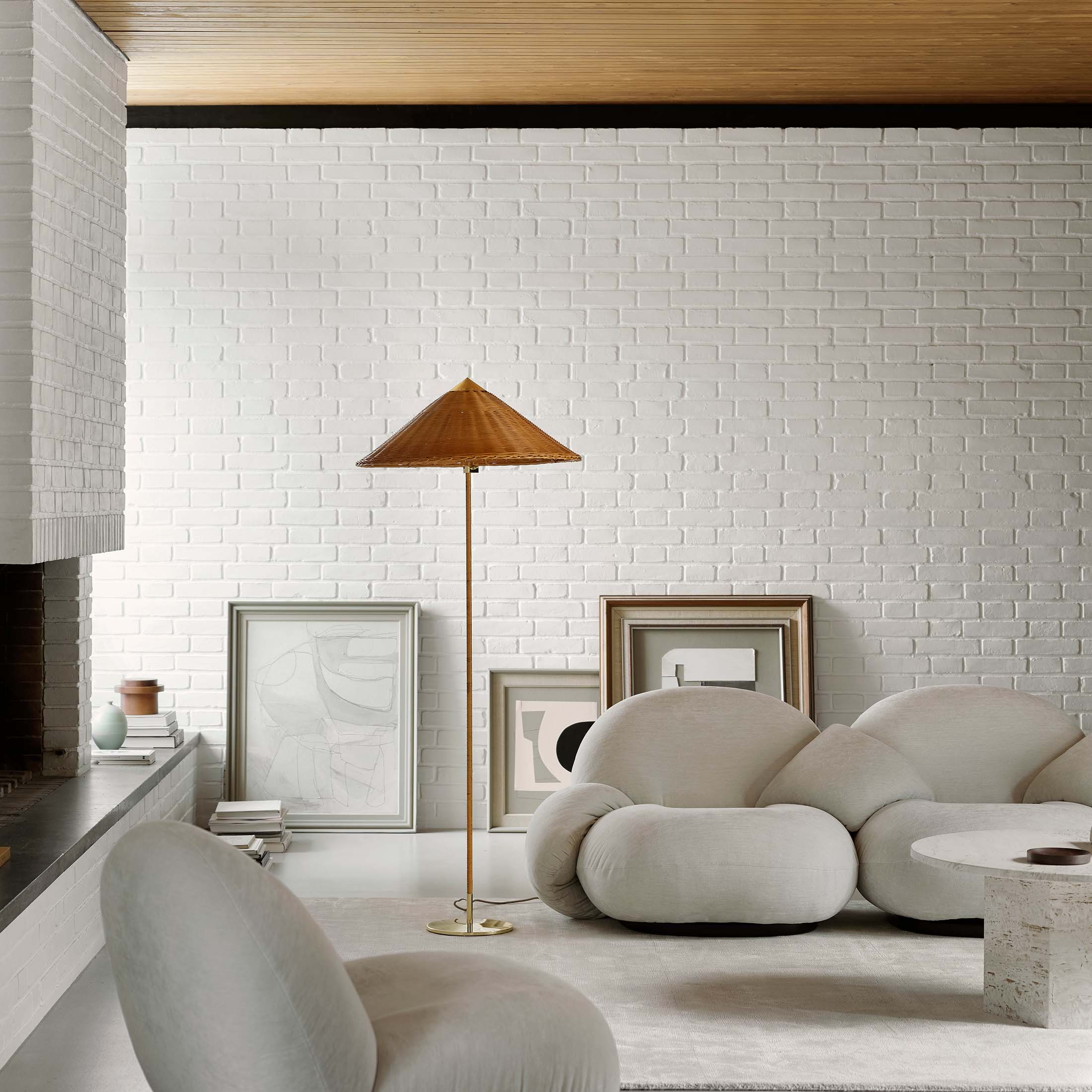 Wicker Willow / Mobile / 9602 Floor Lamp, designed by Paavo Tynell and made by Gubi