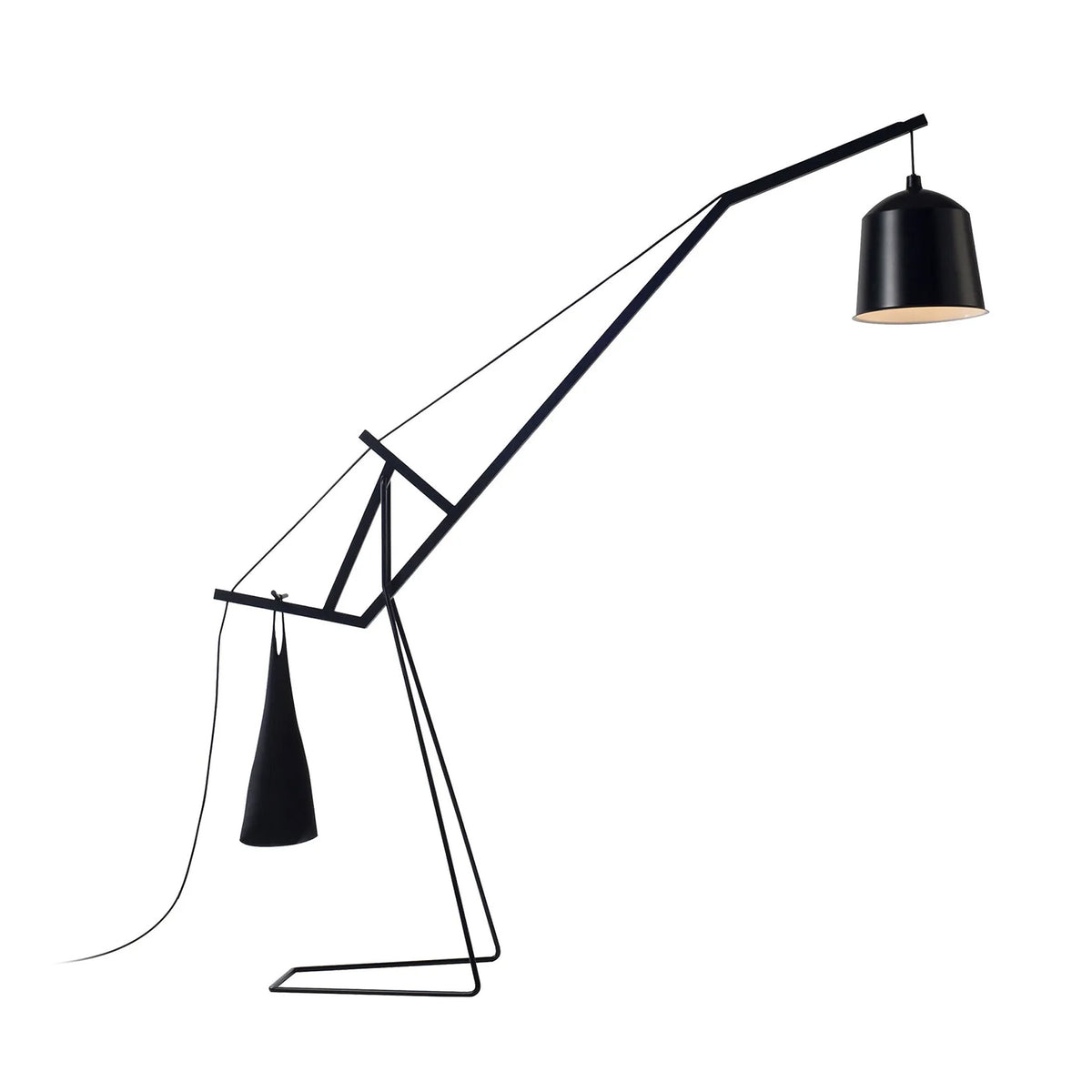 COVO A Floor Lamp by Aust & Amelung. A sleek black metal floor lamp with a modern geometric tripod base and adjustable arm.
