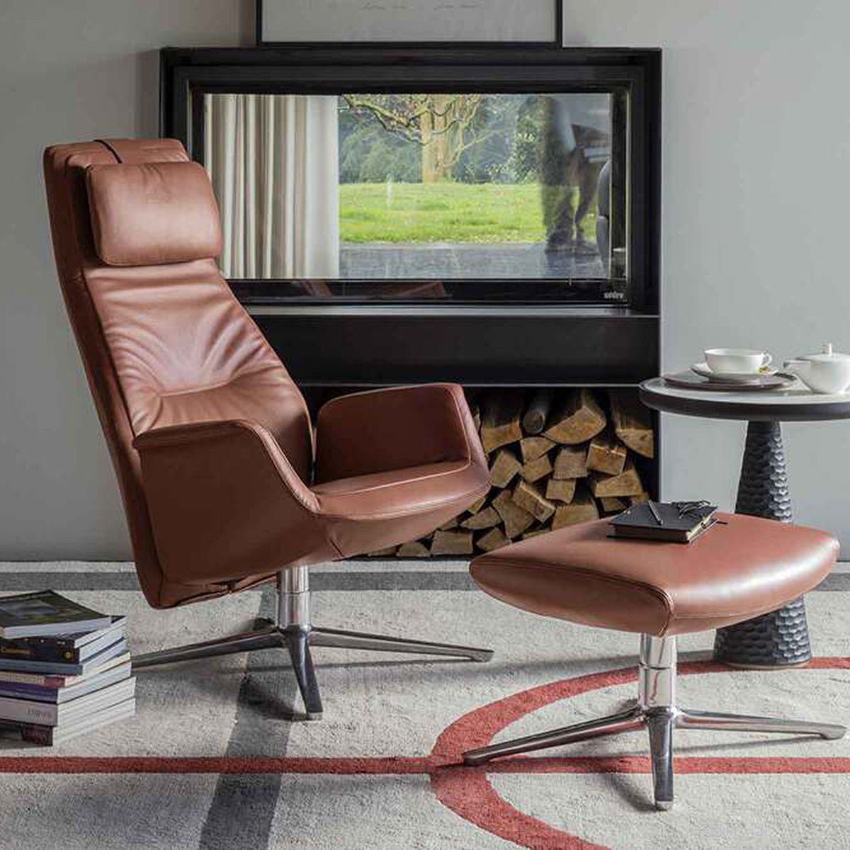 Mobile / Downtown Lounge Armchair and Ottoman, designed by Jean-Marie Massaud for Poltrona Frau