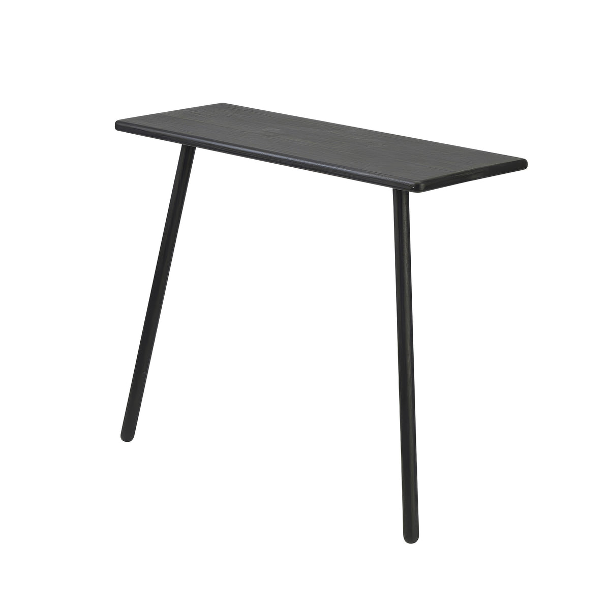 Fritz Hansen Georg Console Table by Chris Liljenberg Halstrøm. A sleek black wooden table with tapered legs stands alone.