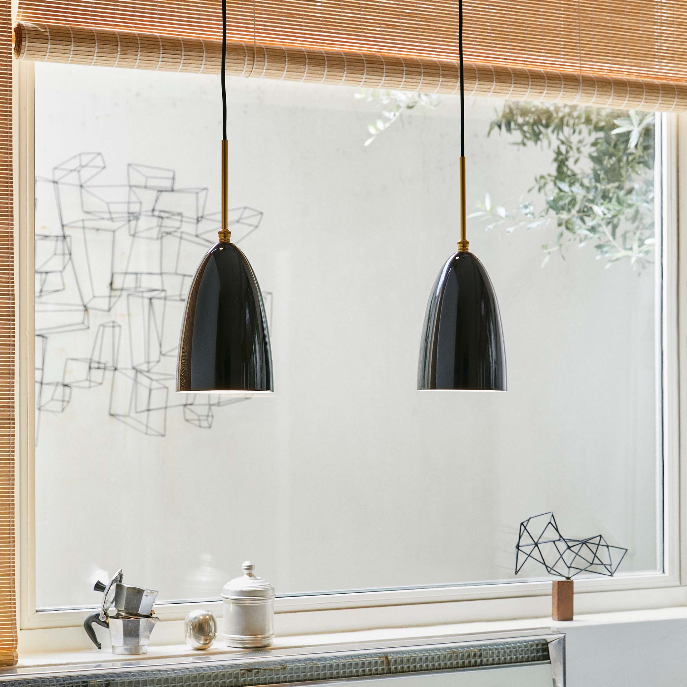 Black Semi Matt / Mobile / Gräshoppa Pendant Lamp, designed by Greta M. Grossman and made by Gubi