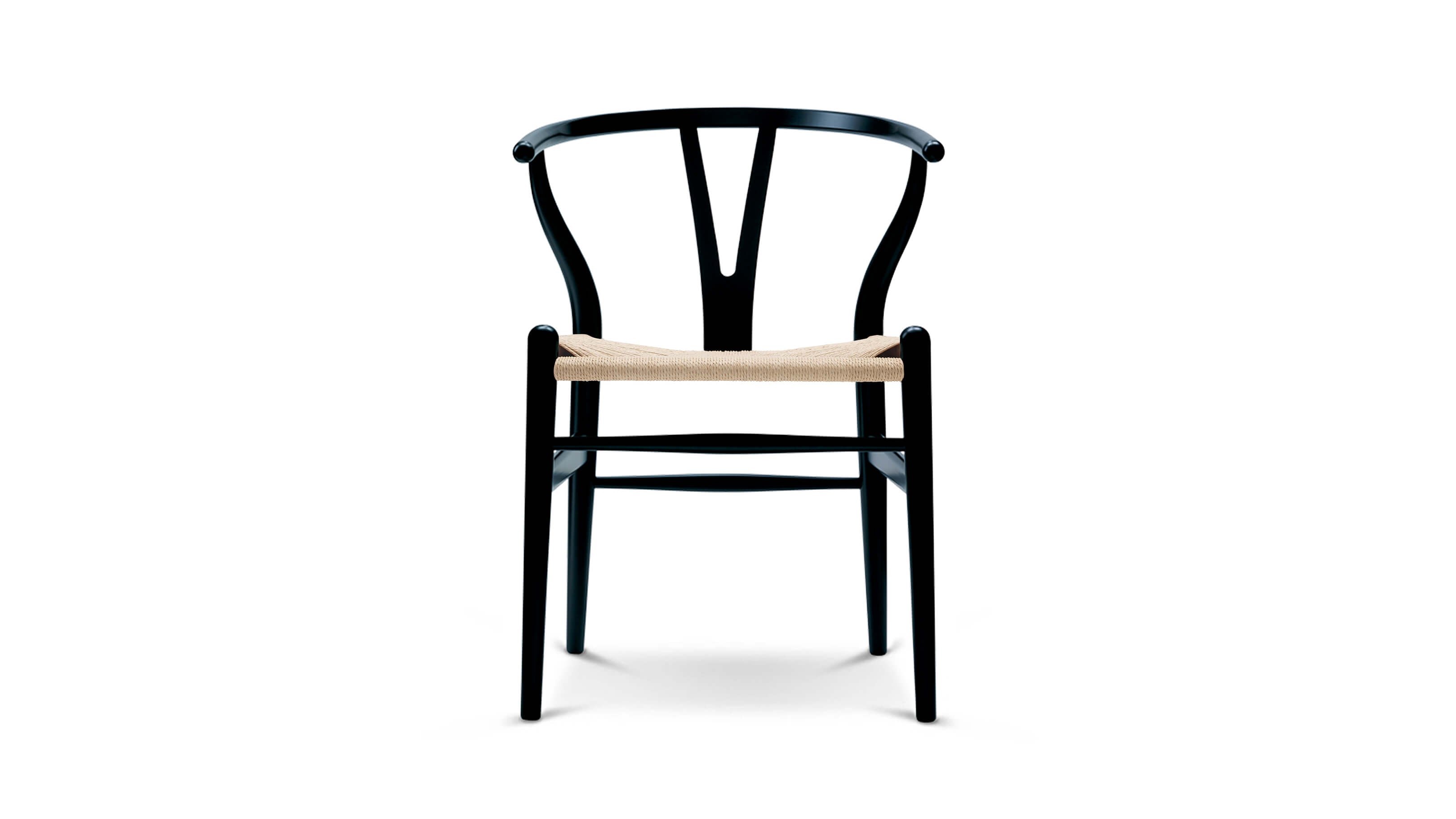 Beech - Black - Natural Cord / Desktop / BlackMenu / Wishbone Chair, designed by Hans J. Wegner