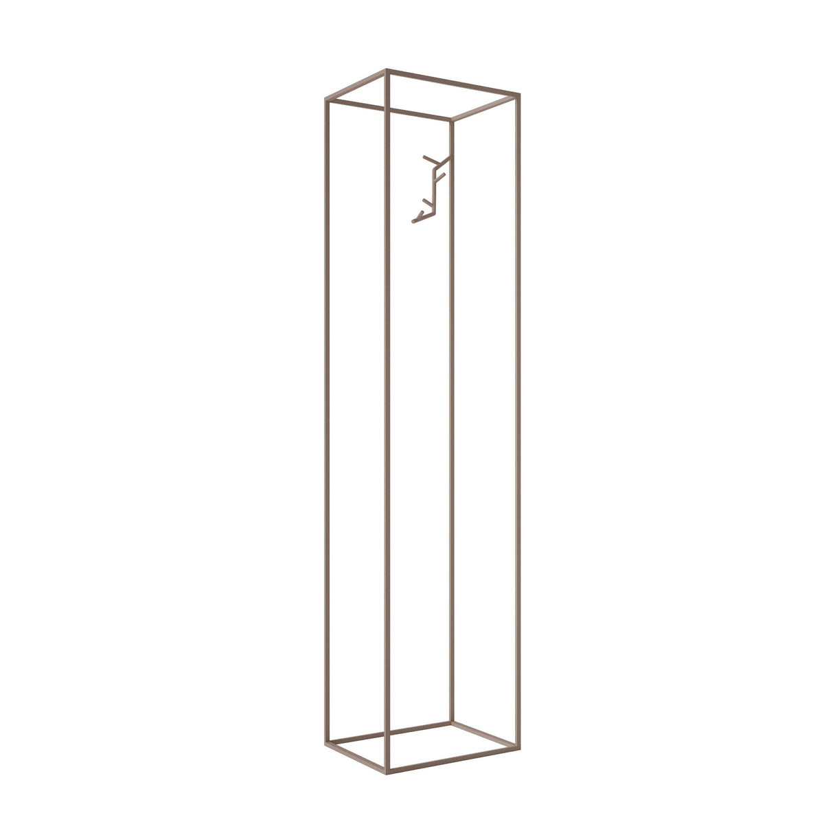 Cappellini Koeda by Nendo. A tall rectangular metal frame structure with a bronze finish stands against a white background.