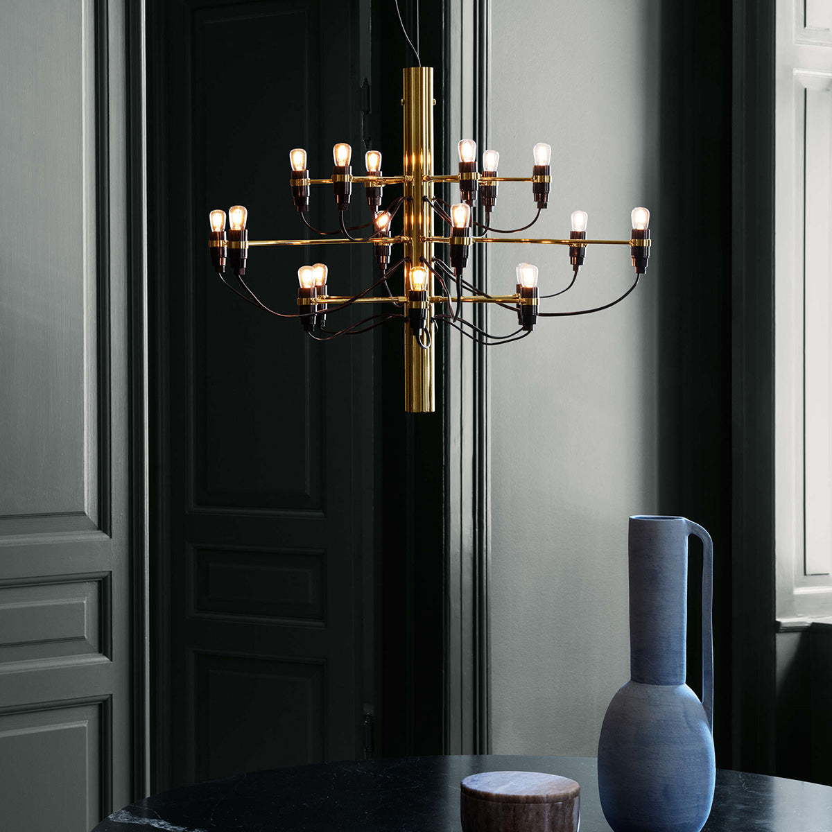 Brass / Mobile / 2097-18 UL Chandelier, designed by Gino Sarfatti made by Flos