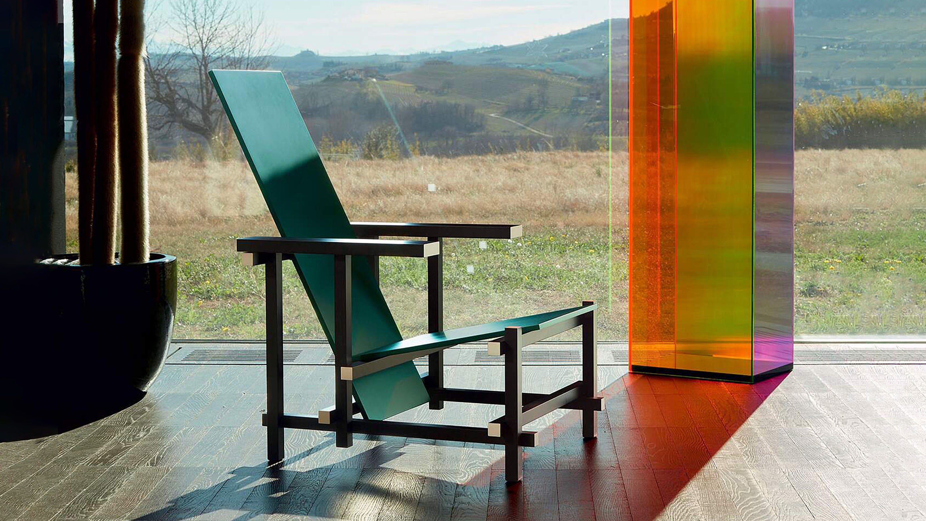Desktop / Black Red And Blue Chair - Zellmaker Edition, designed by Gerrit T. Rietveld and made by Cassina