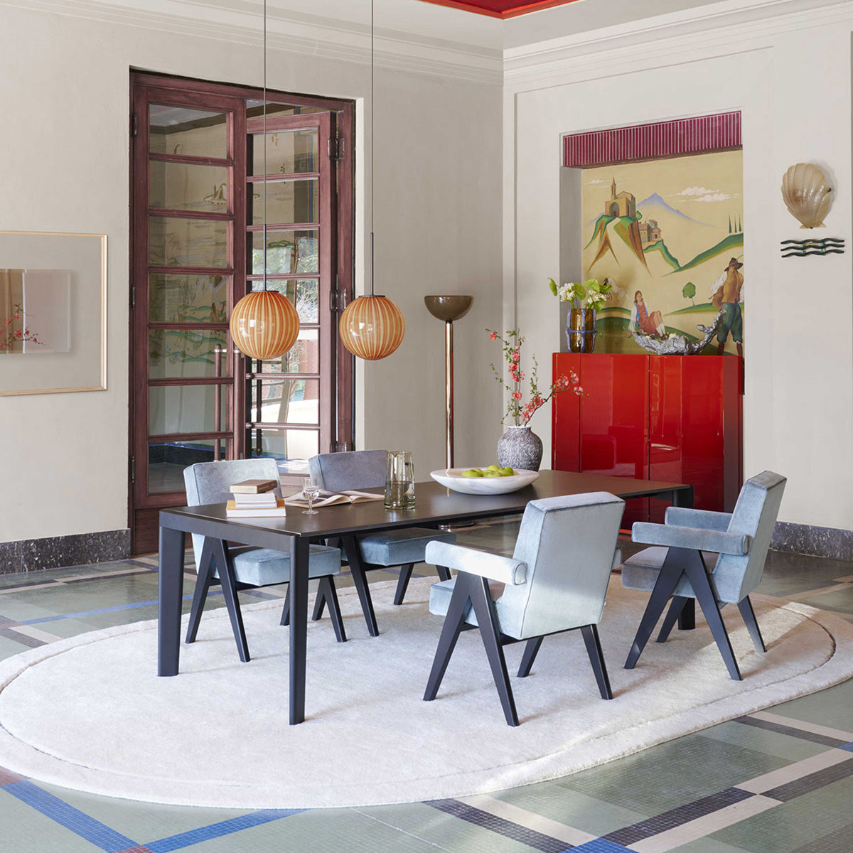 Mobile / Committee Chair with Armrests, designed by Pierre Jeanneret made by Cassina