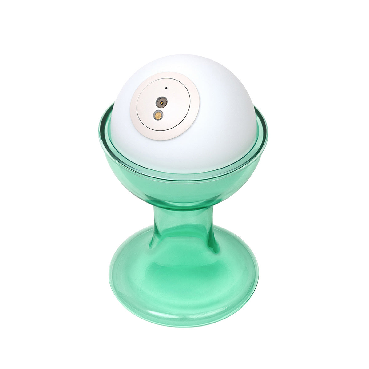 Established & Sons Gelato Lamp by Carlo Nason. A mint green and white spherical device with a camera sits on a pedestal base.