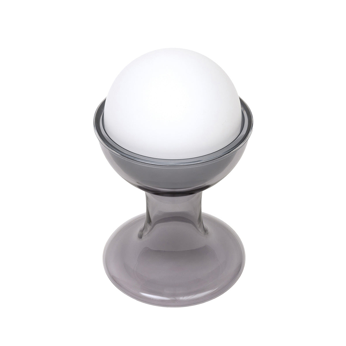 Established & Sons Gelato Lamp by Carlo Nason. A translucent gray stand holds a smooth white sphere on top.