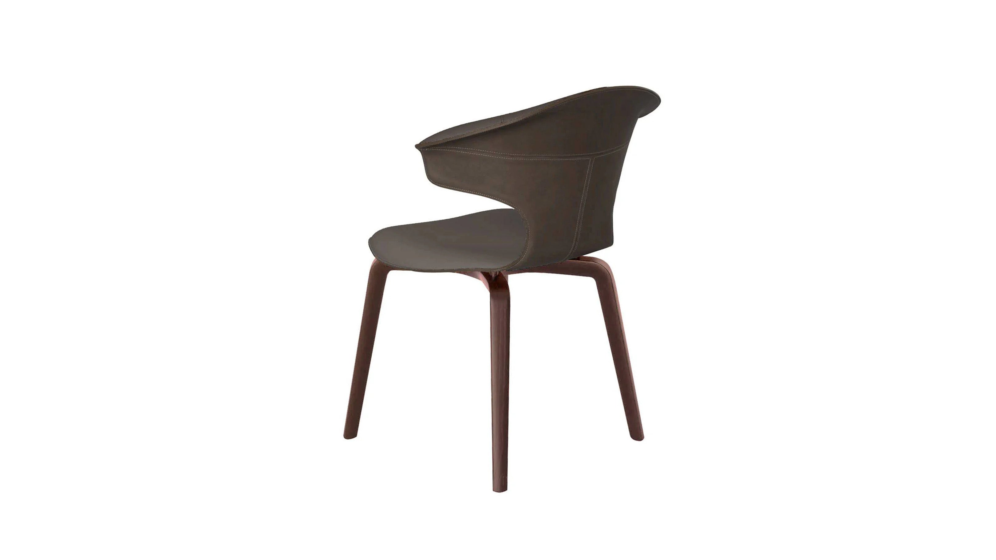 Desktop / Montera Small Armchair in Seppia Leather, designed by Roberto Lazzeroni for Poltrona Frau