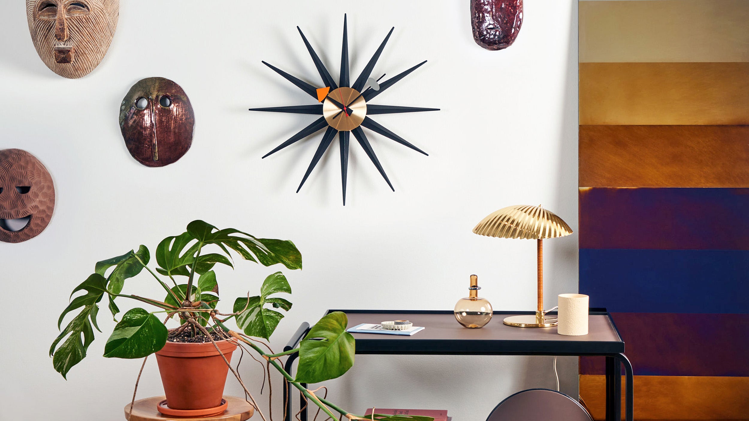 Black Brass / Desktop / Sunburst Clock, designed by George Nelson for Vitra