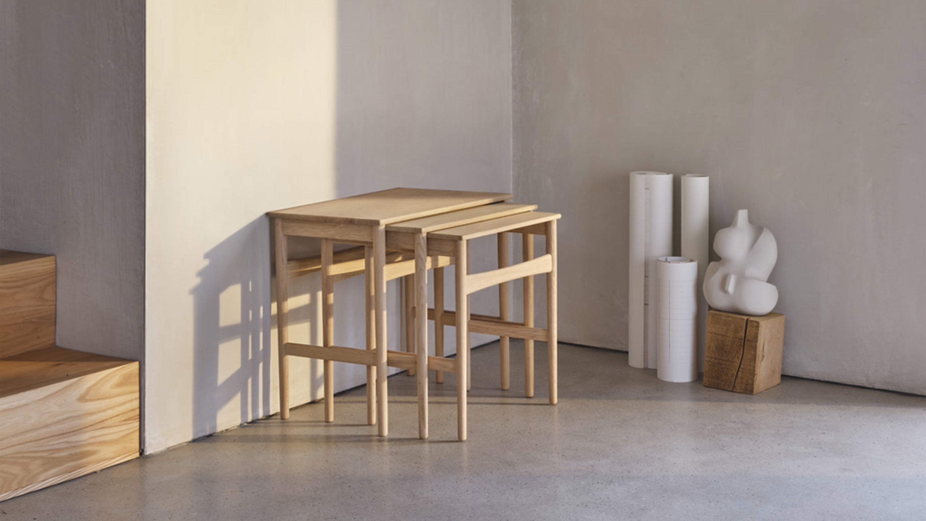 Oak Soap / Desktop / CH004 Nesting Tables, designed by Hans J. Wegner for Carl Hansen