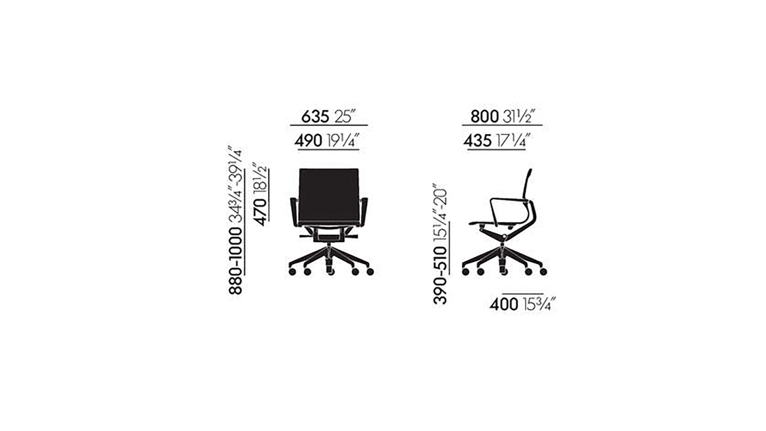 Desktop / Physix Office Chair in Deep Black, designed by Alberto Meda for Vitra