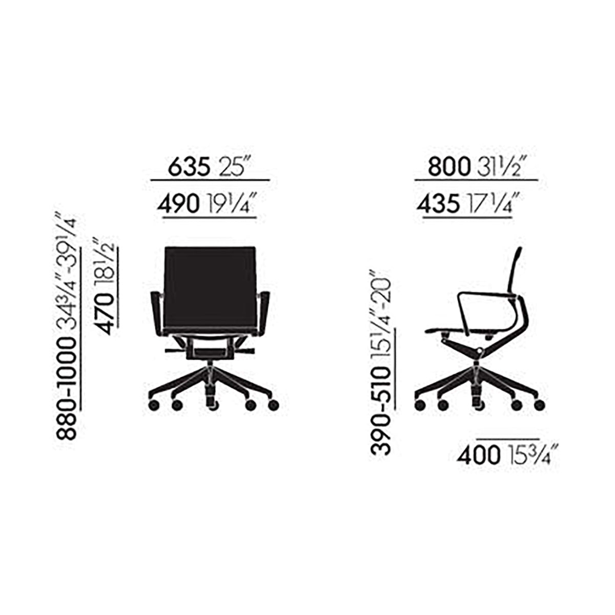 Mobile / Physix Office Chair in Deep Black, designed by Alberto Meda for Vitra