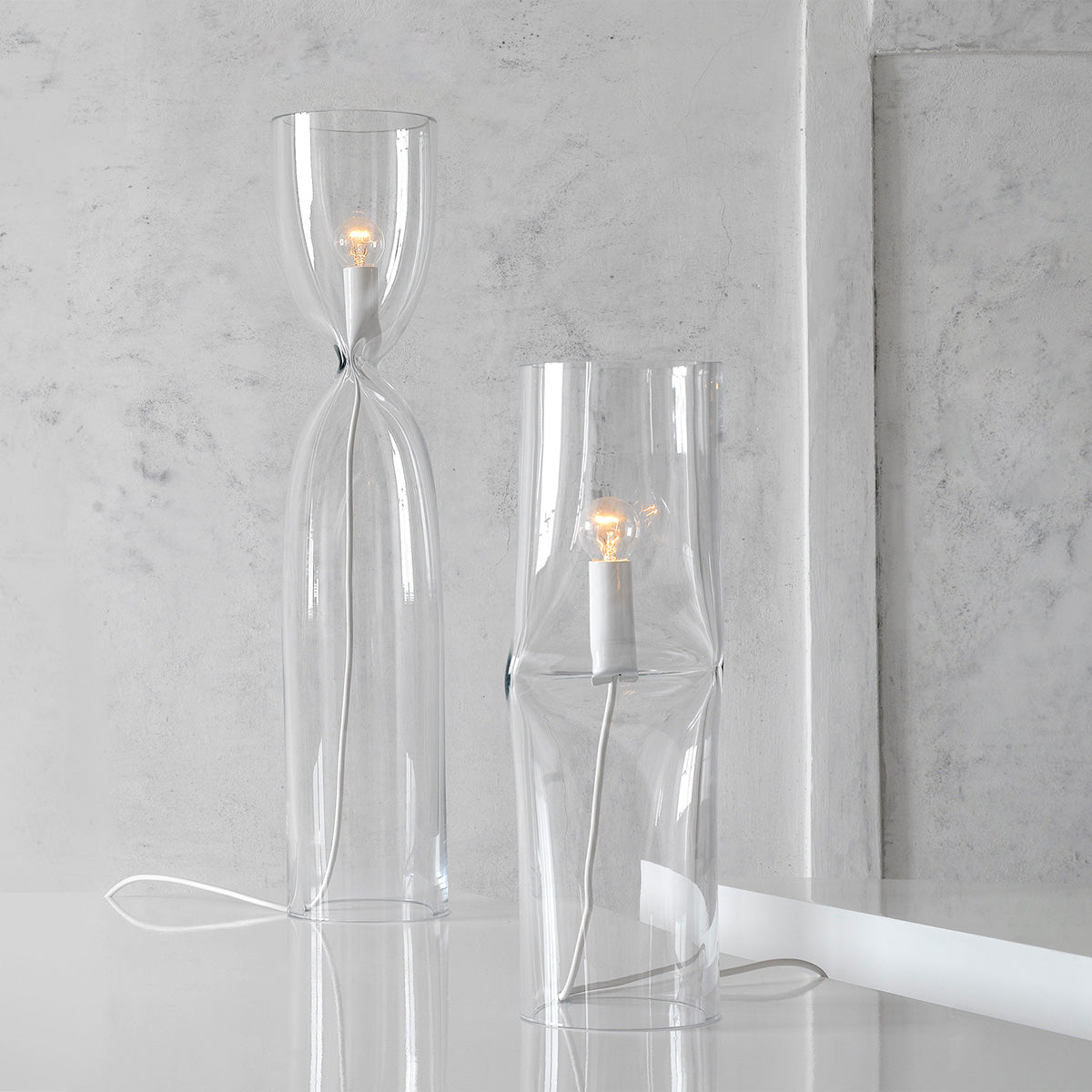 Small - Clear / Desktop / Press Floor Lamp, designed by Nendo