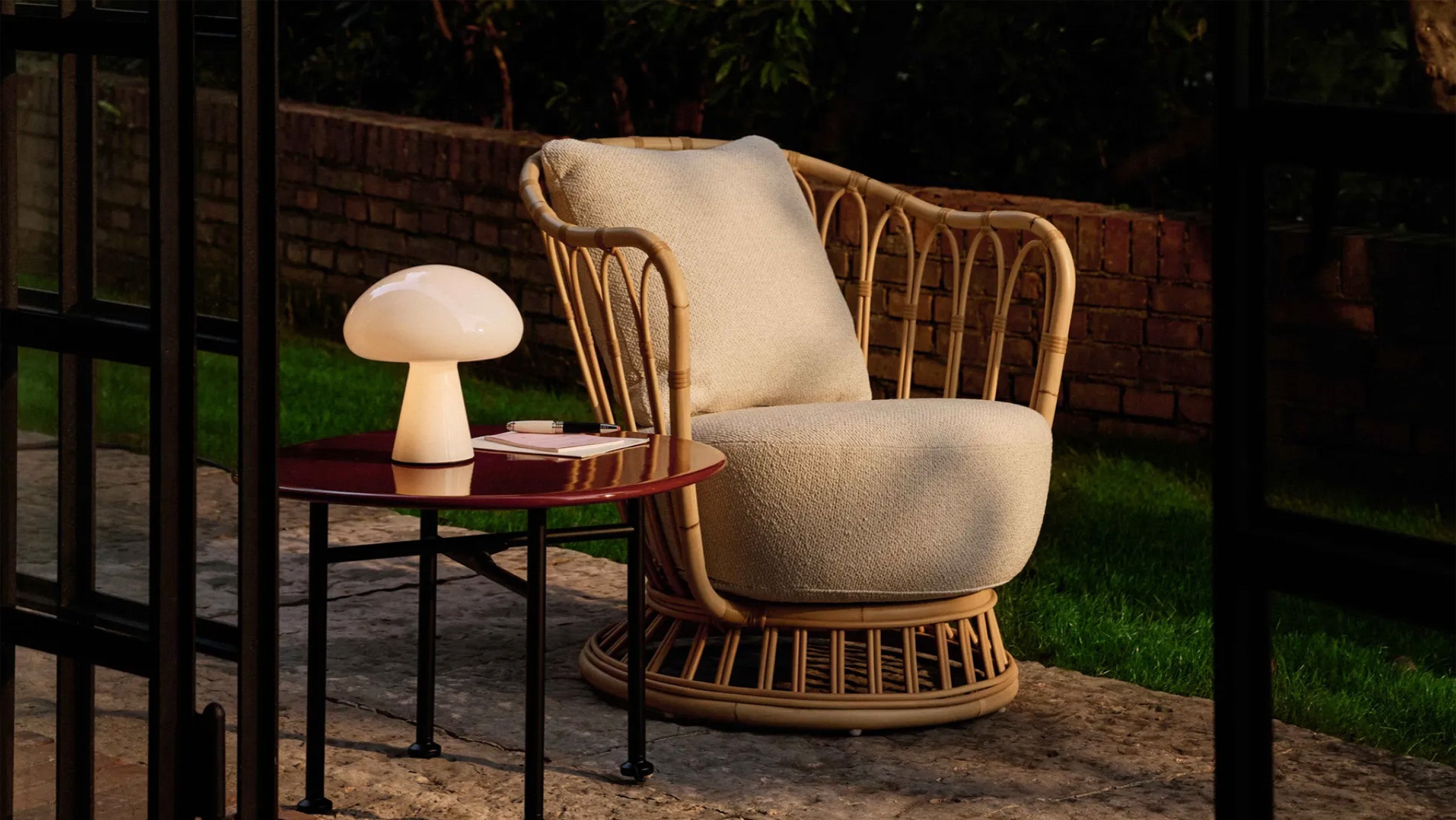 Pearl White / Desktop / Obello Portable Lamp, designed by Mathieu Matégot for Gubi