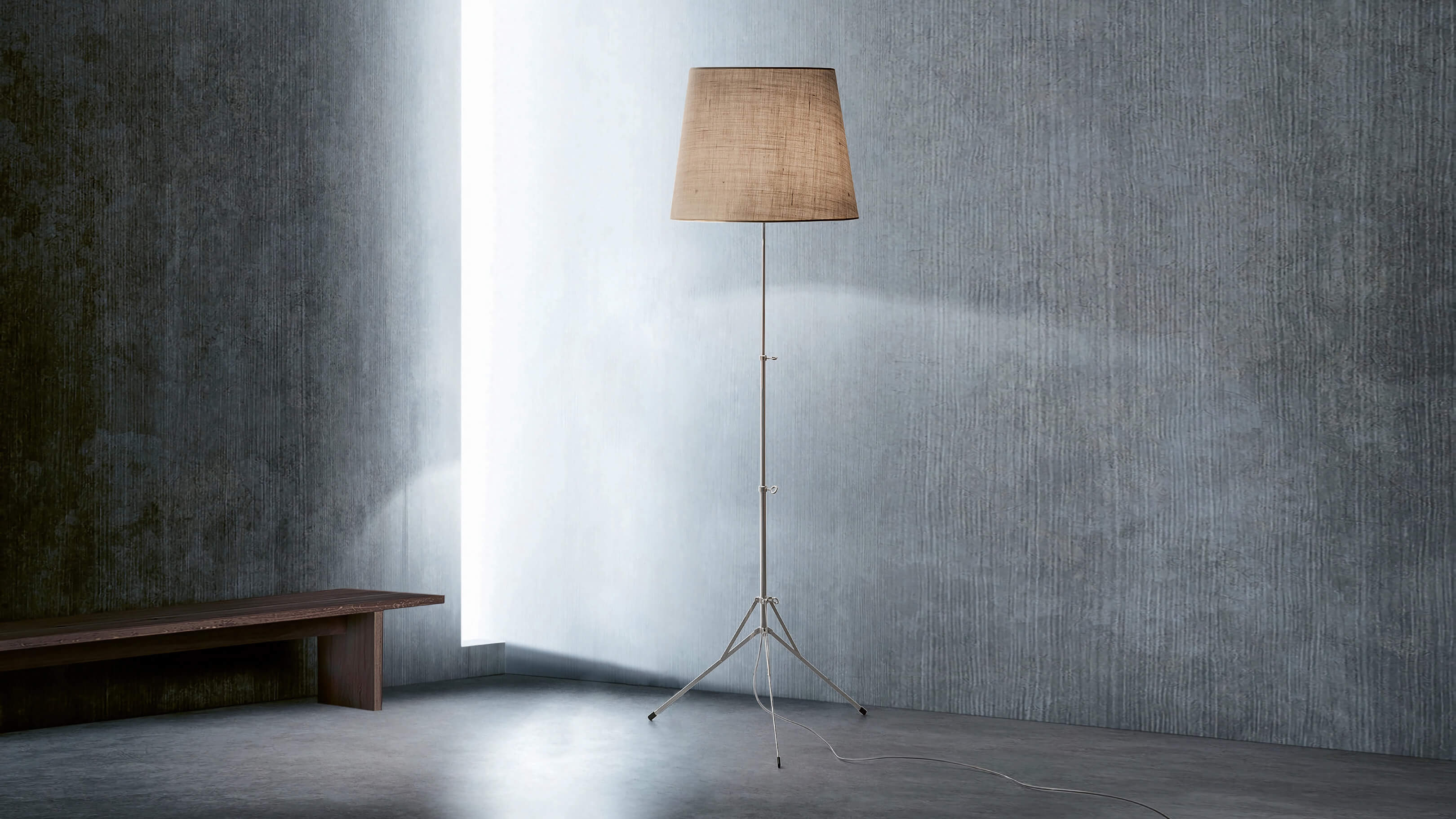 Natural Jute Shade / Desktop / BlackMenu / Gilda Floor Lamp, designed by Enrico Franzolini