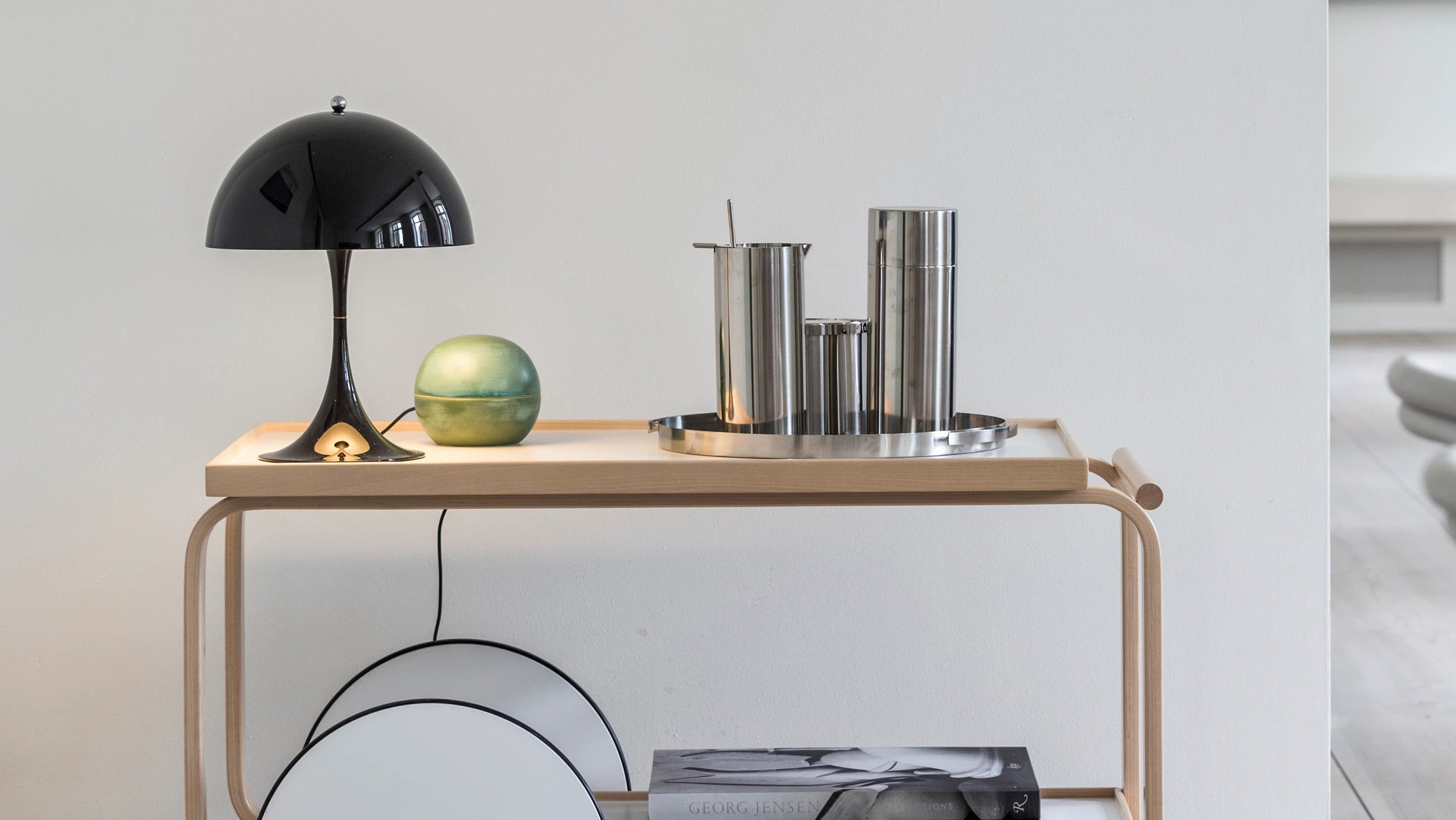 Black / Desktop / Panthella 250 Portable Table Lamp, designed by Verner Panton and made by Louis Poulsen