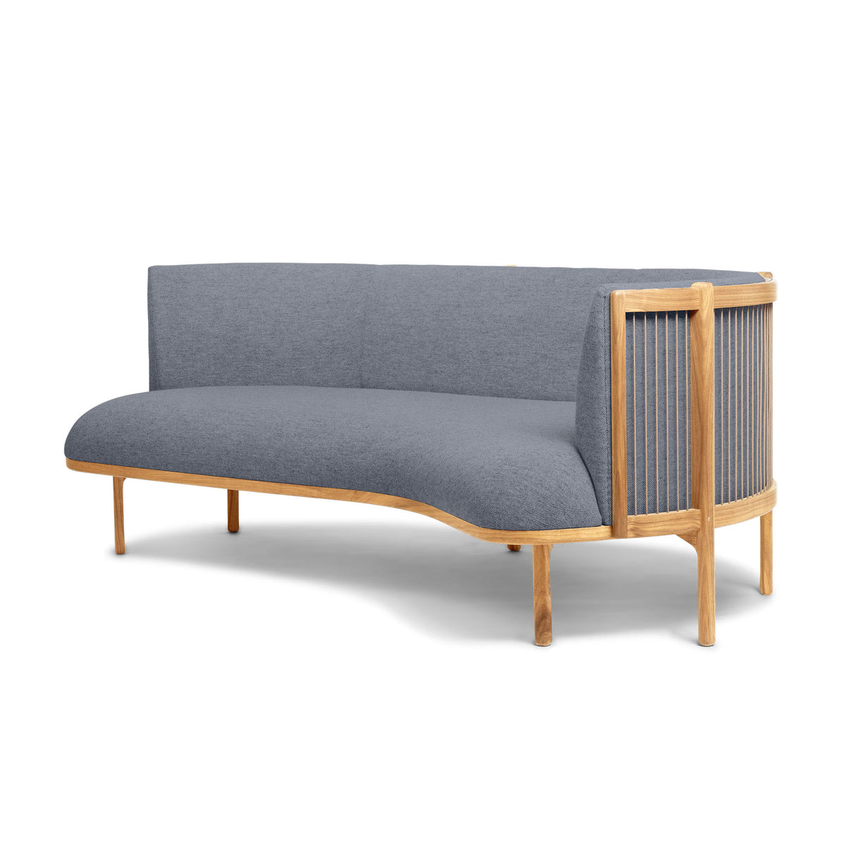 Carl Hansen & Søn RF1903R Sideways Sofa by Rikke Frost. Gray upholstered sofa with natural wood frame and armrests.