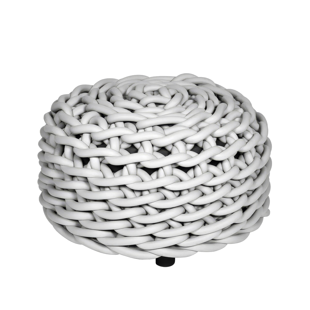 COVO Rebels 2 Pouf by Rosanna Contadini. A woven basket made of thick white rope coiled in tight layers.