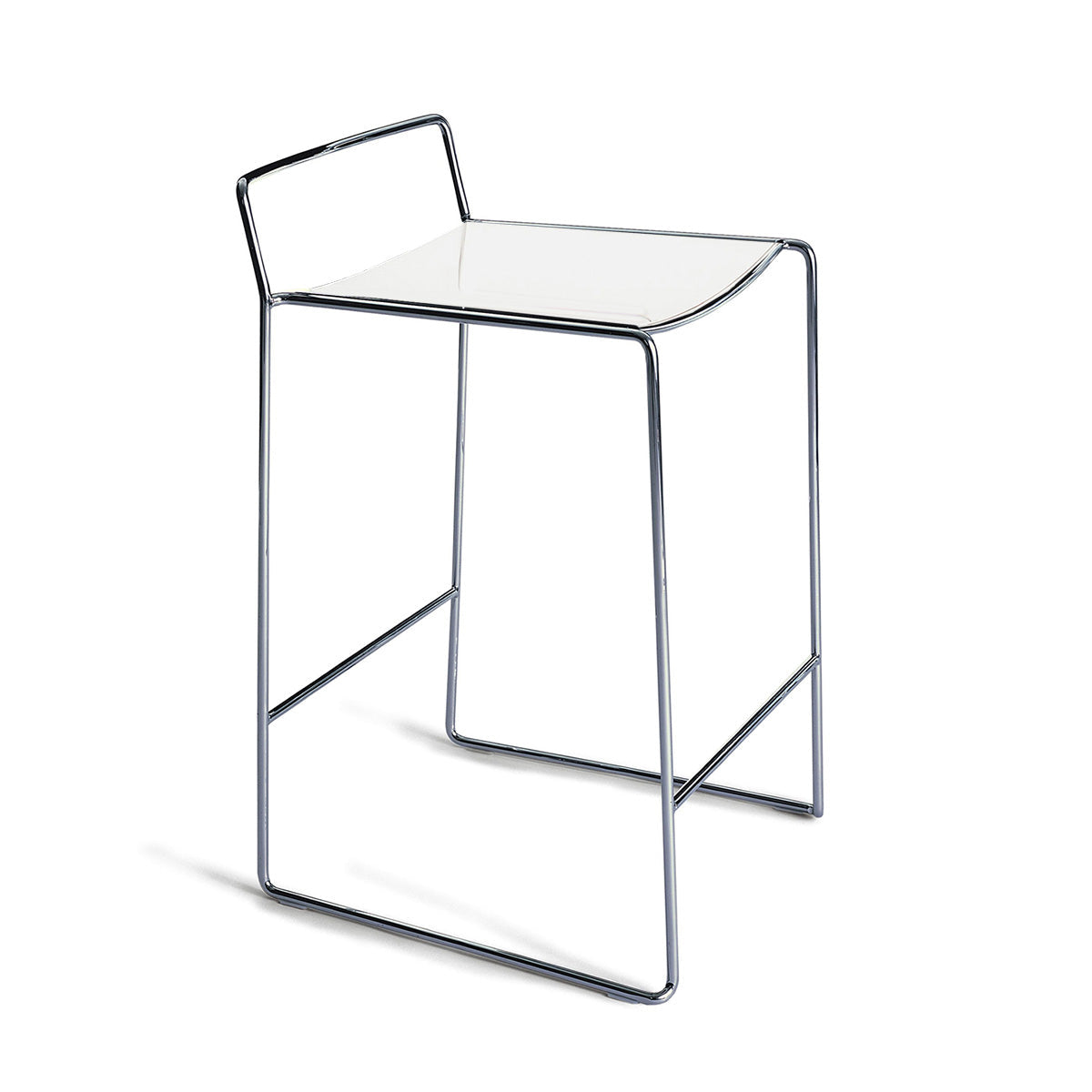 Porro Bar Stool Spindle Counter Stool in Glossy White
