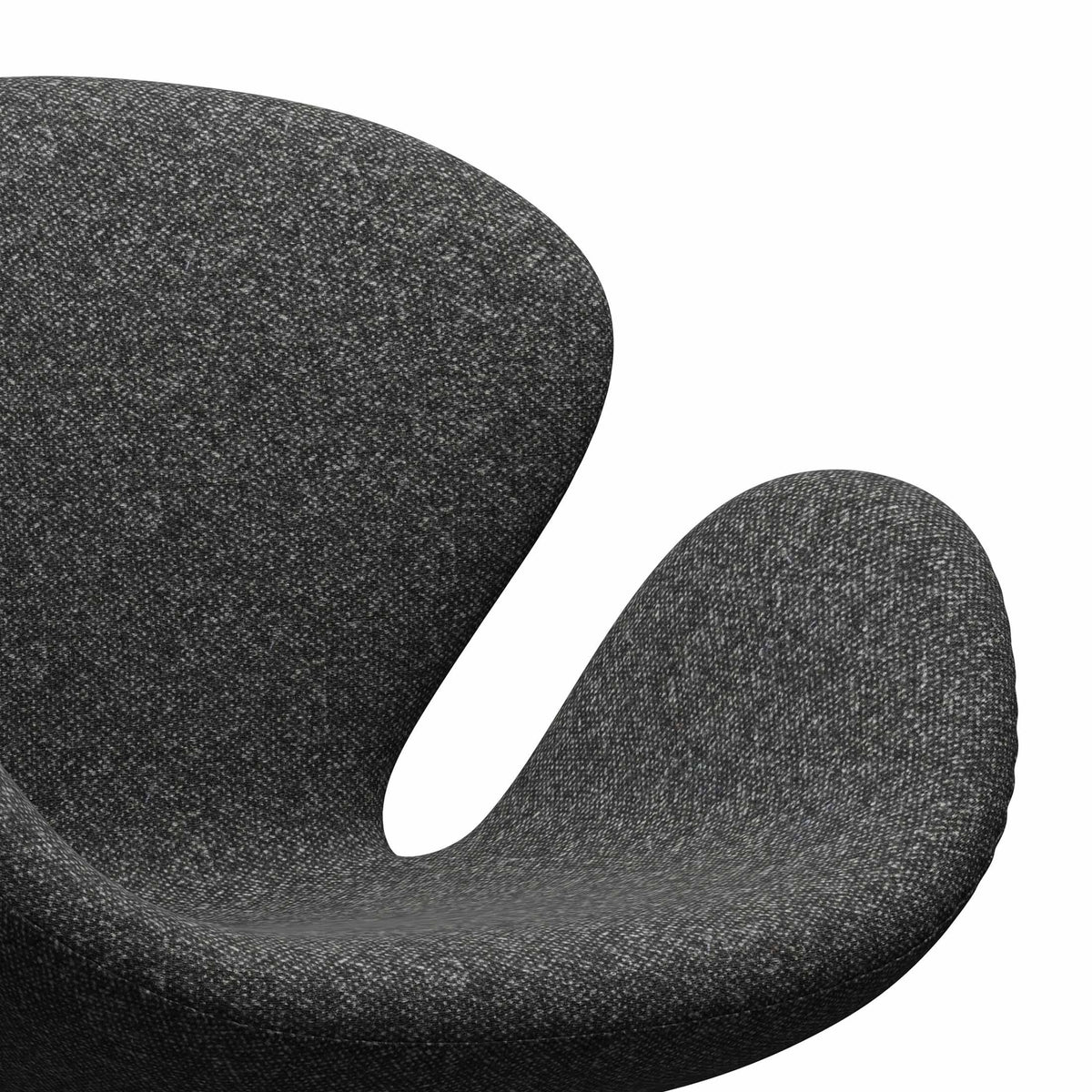 Fritz Hansen Swan™ Chair by Arne Jacobsen. A curved dark gray fabric surface with soft upholstery texture.