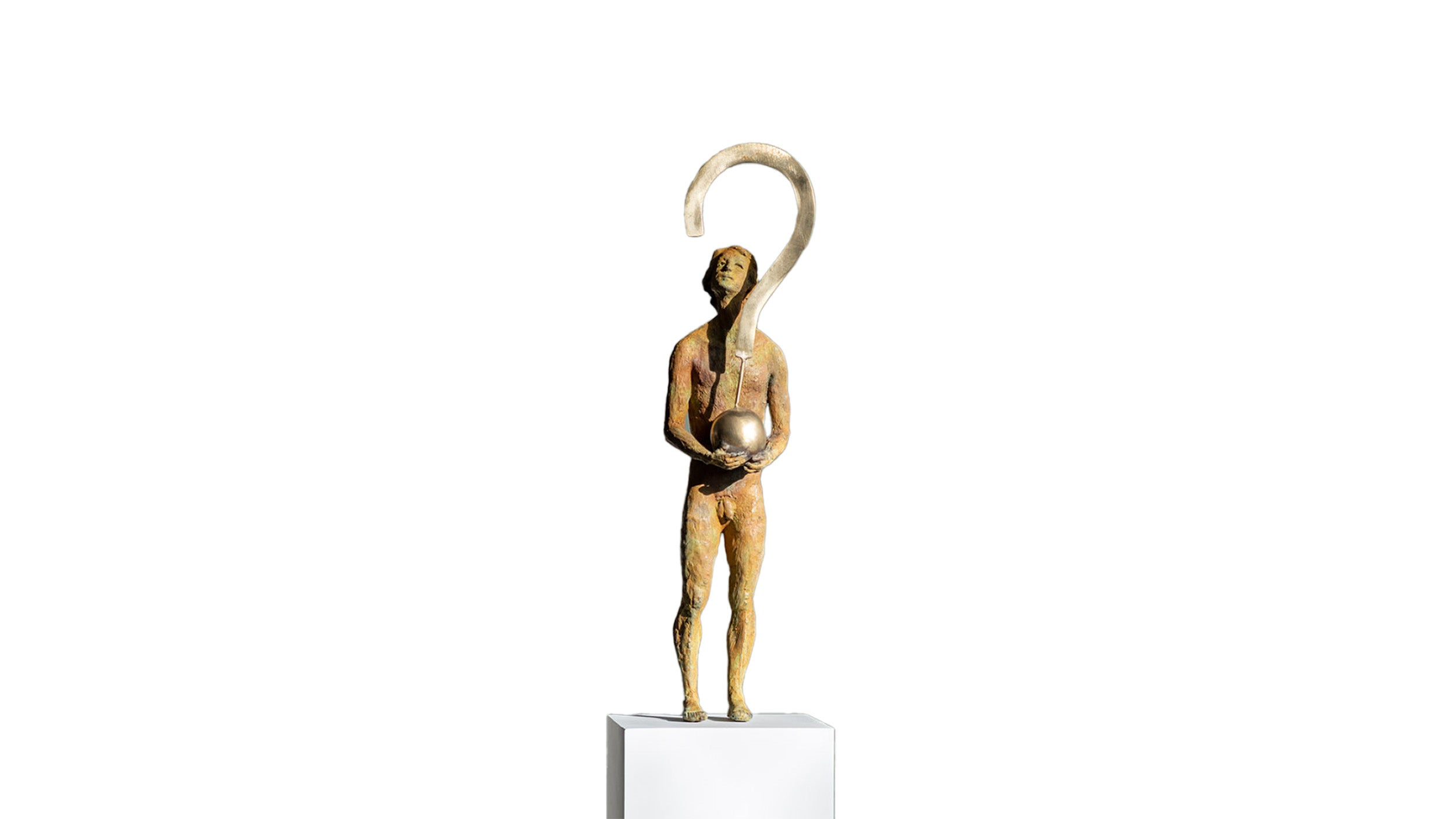 Desktop / Thoughts I – The Question bronze sculpture, designed by Raffaella Benetti