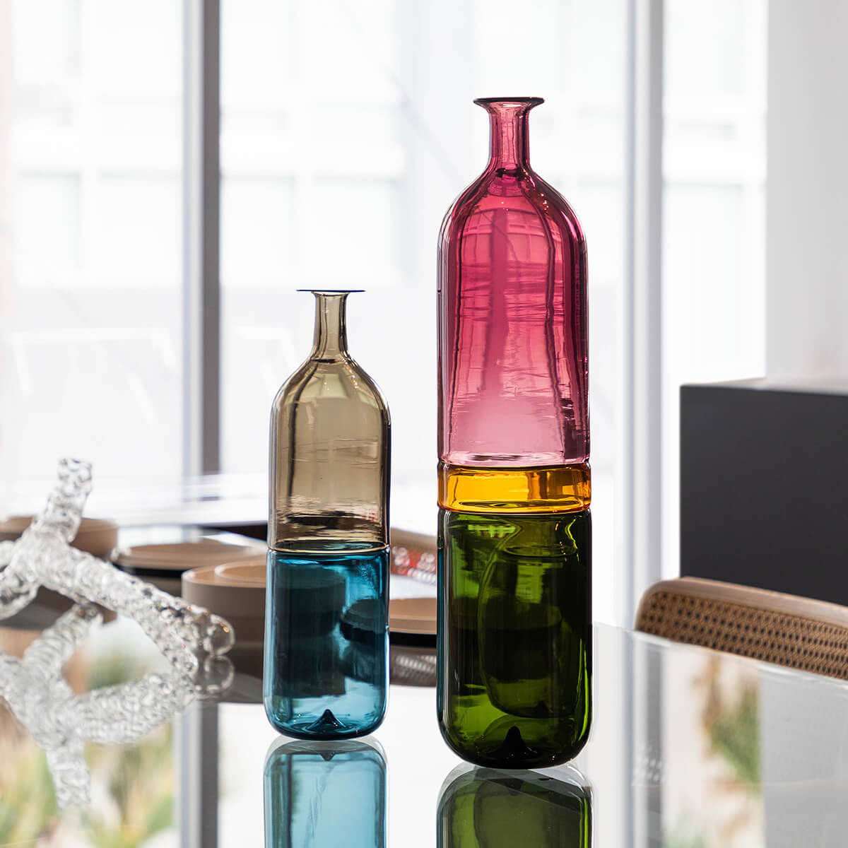 Violet & Tea & Apple Green / Mobile / BlackMenu / Bolle Bottles, designed by Tapio Wirkkala