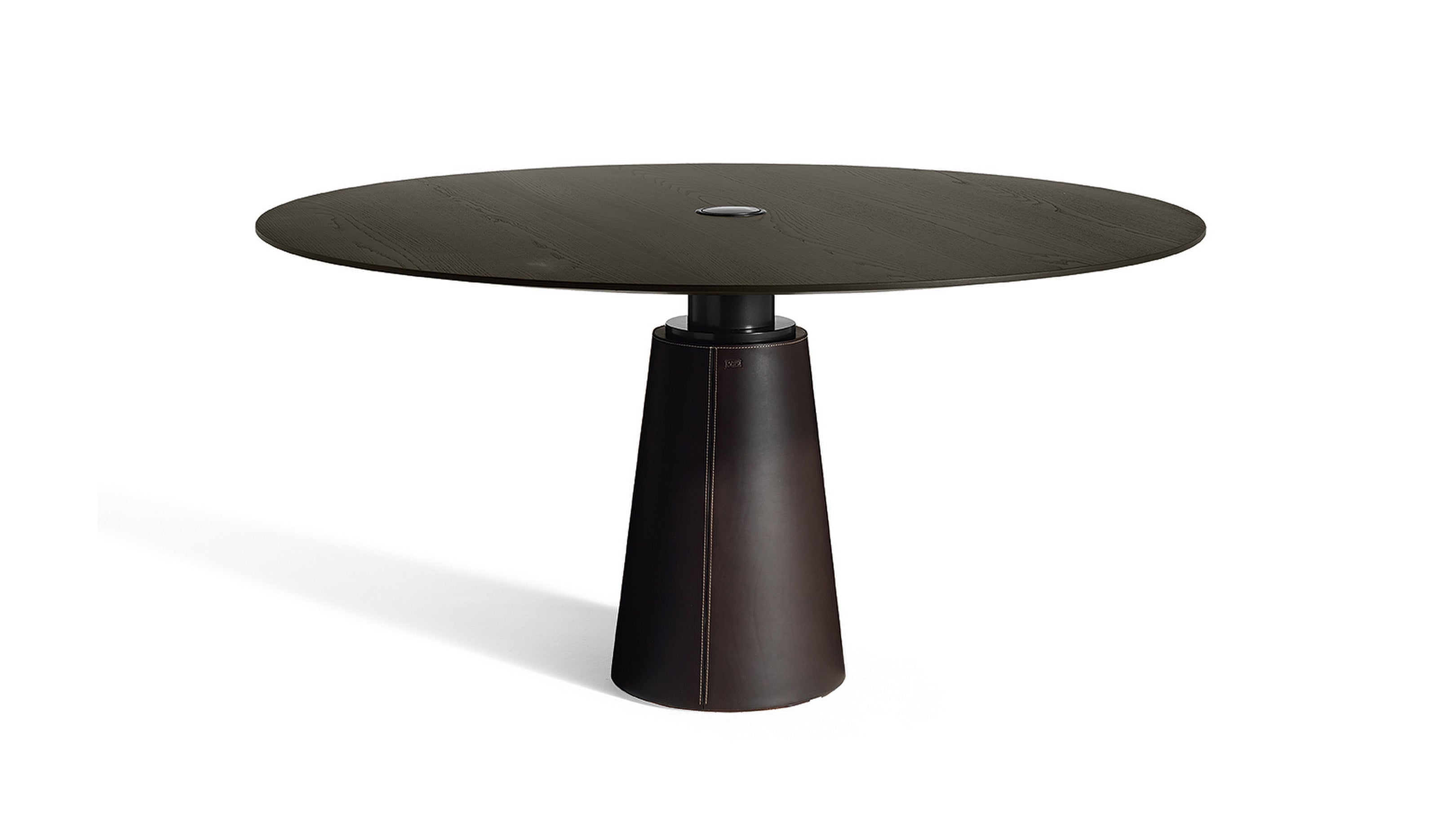 Desktop / Mesa Due Round Table, designed by Lella and Massimo Vignelli for Poltrona Frau