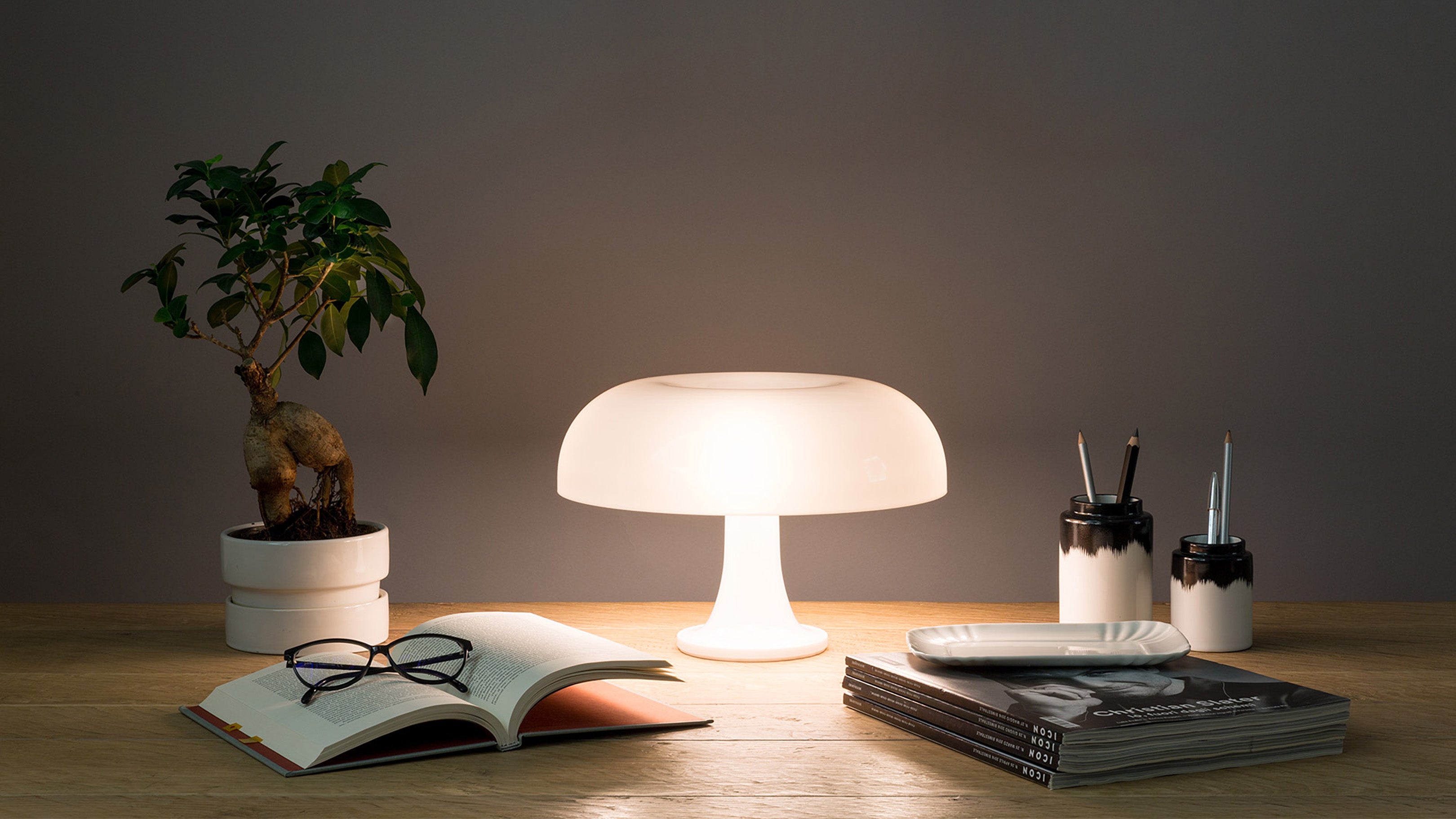 White / Desktop / Nessino Lamp, designed by Giancarlo Mattioli