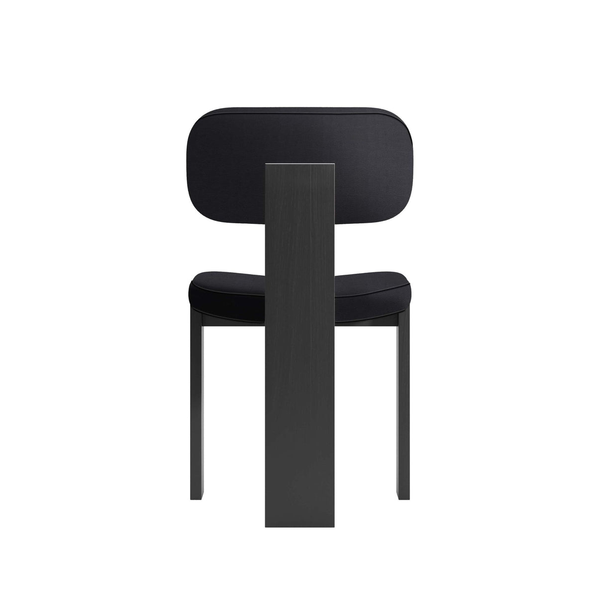 Cappellini Selettiva Cantù by Giulio Cappellini. A sleek black chair with padded seat and back against a white background.