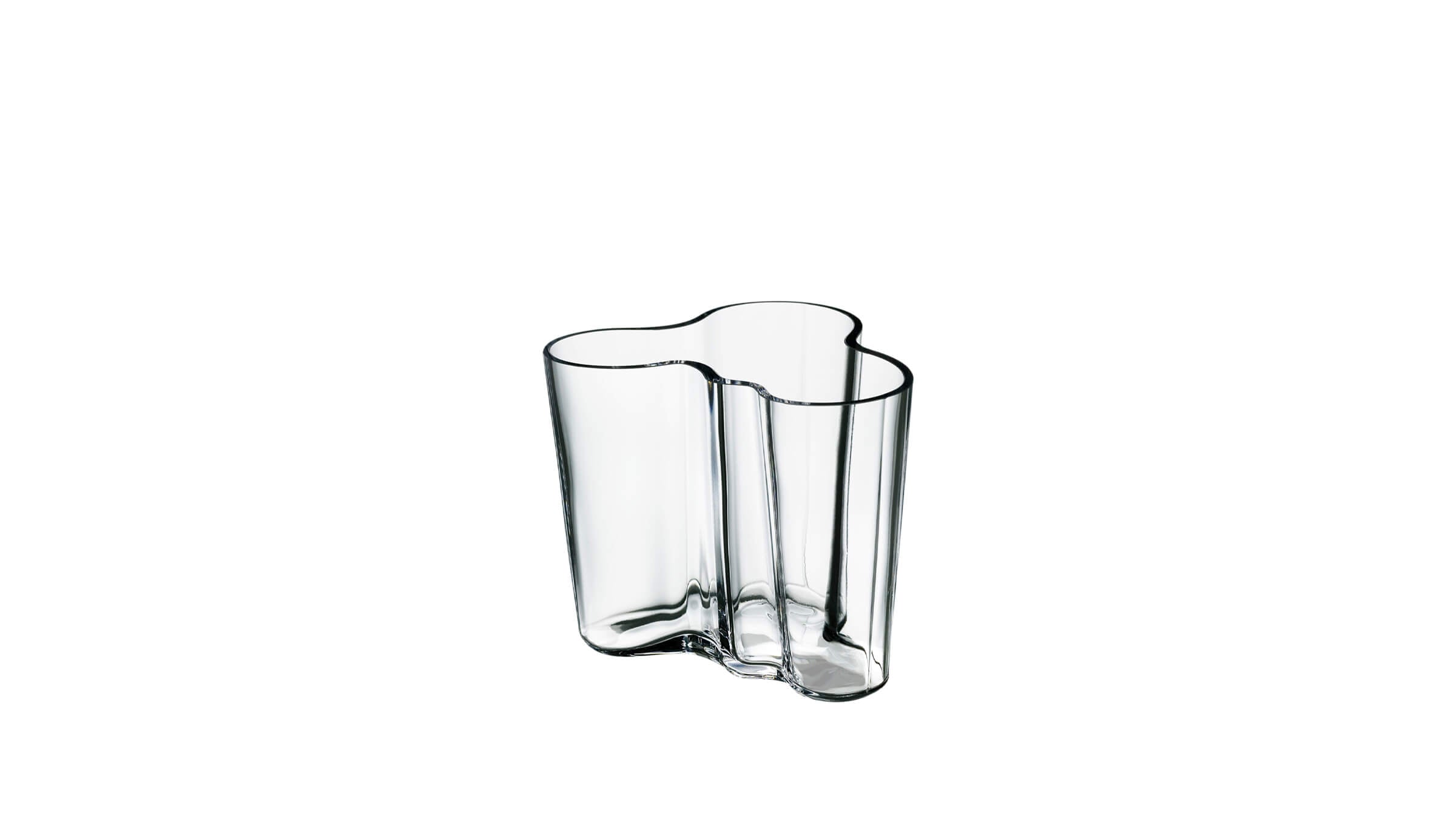 Clear / 3.75'' High / Desktop / BlackMenu / Aalto Vase, designed by Alvar Aalto