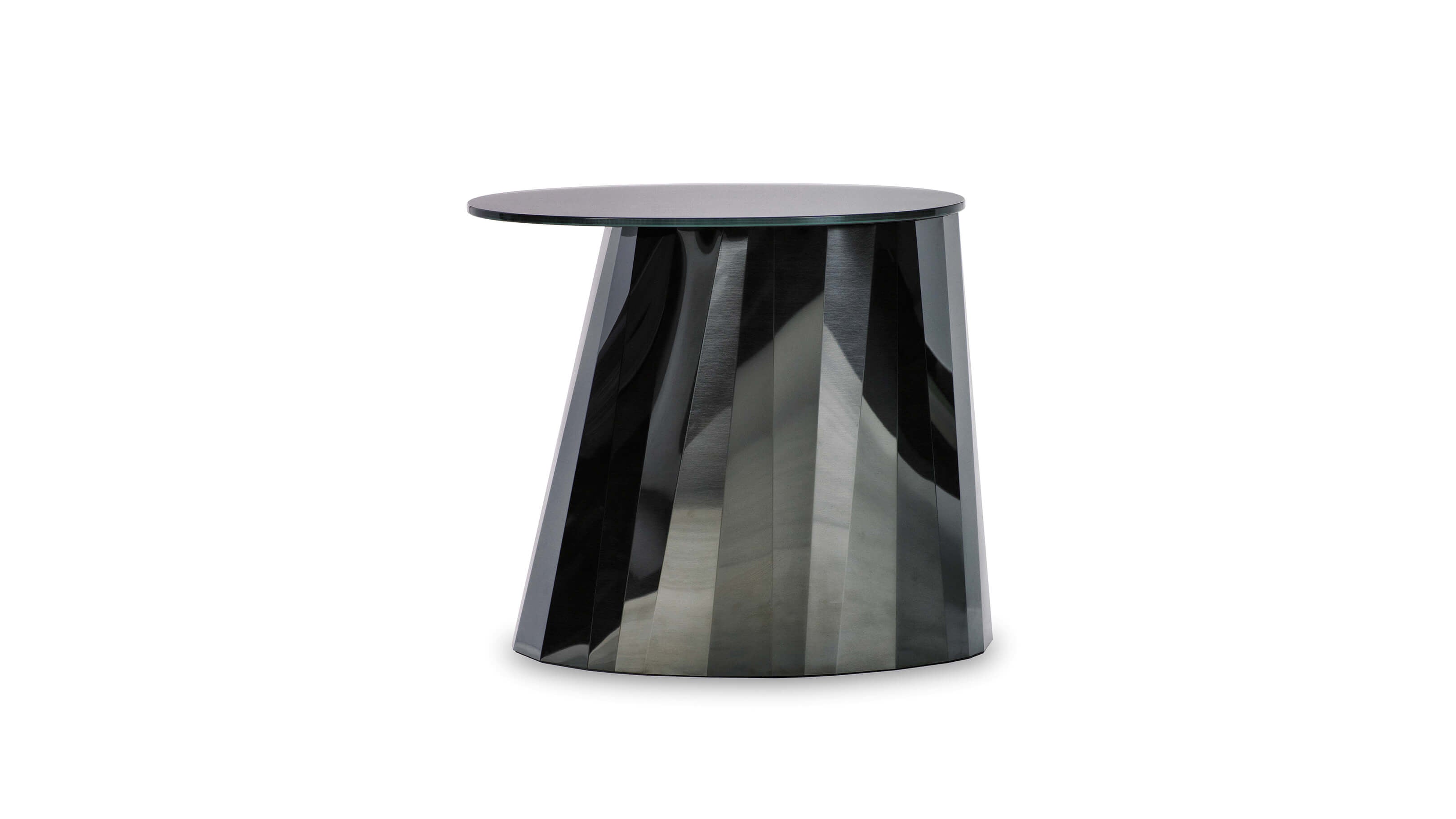 Onyx Black - Glossy Top / Desktop / BlackMenu / Pli Side Table, designed by Victoria Wilmotte