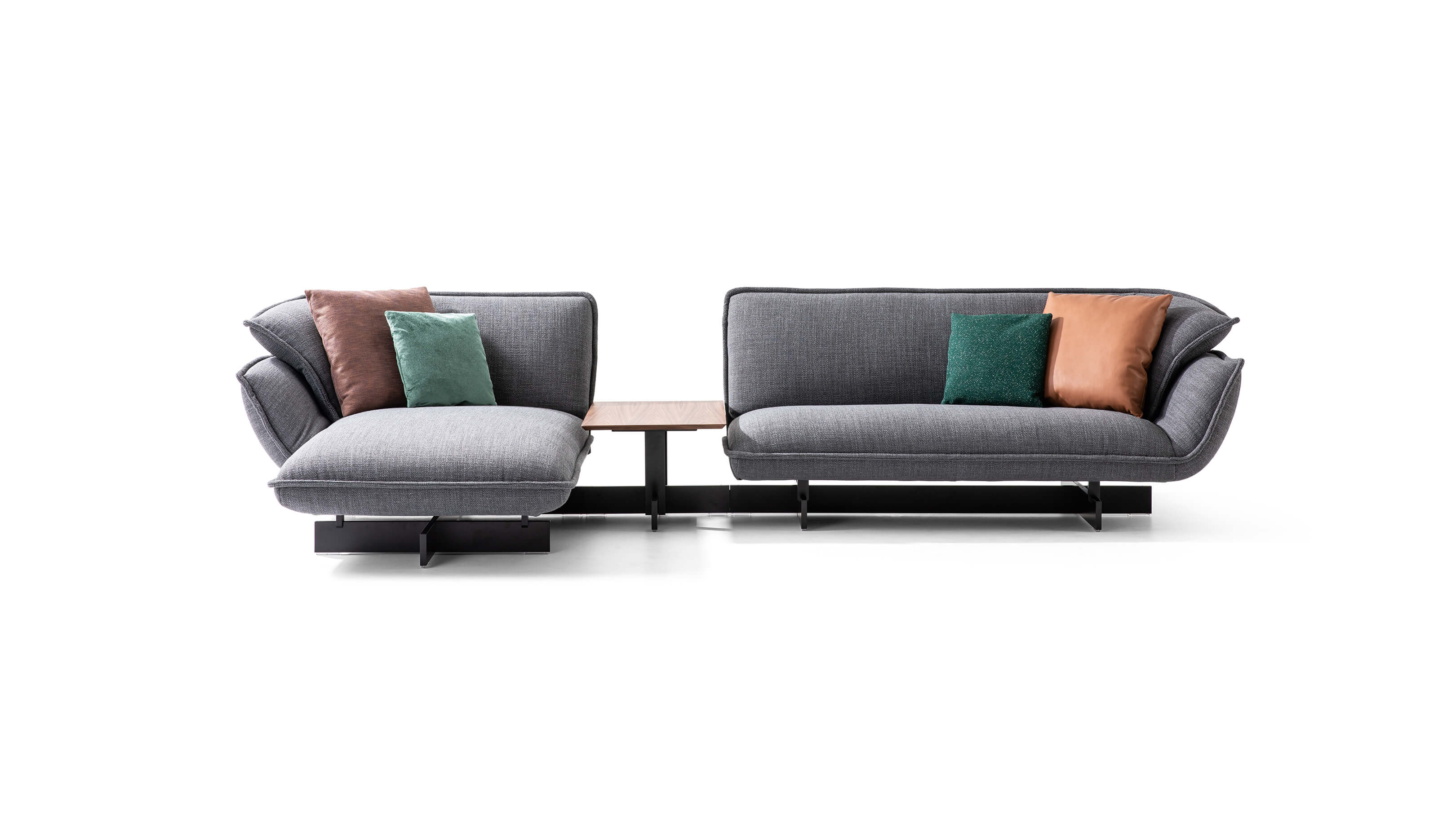Left Chaise / With Table / Desktop / BlackMenu / 550 Beam Sofa System designed by Patricia Urquiola made by Cassina