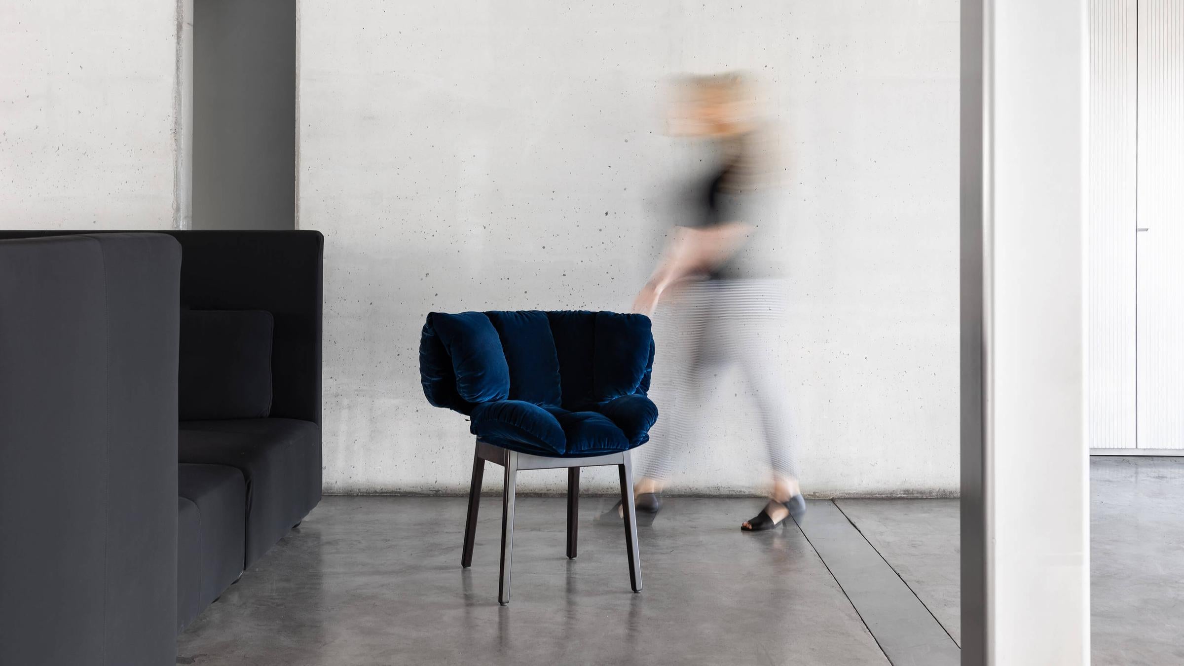 Edra Armchair Blue Velvet Armchair