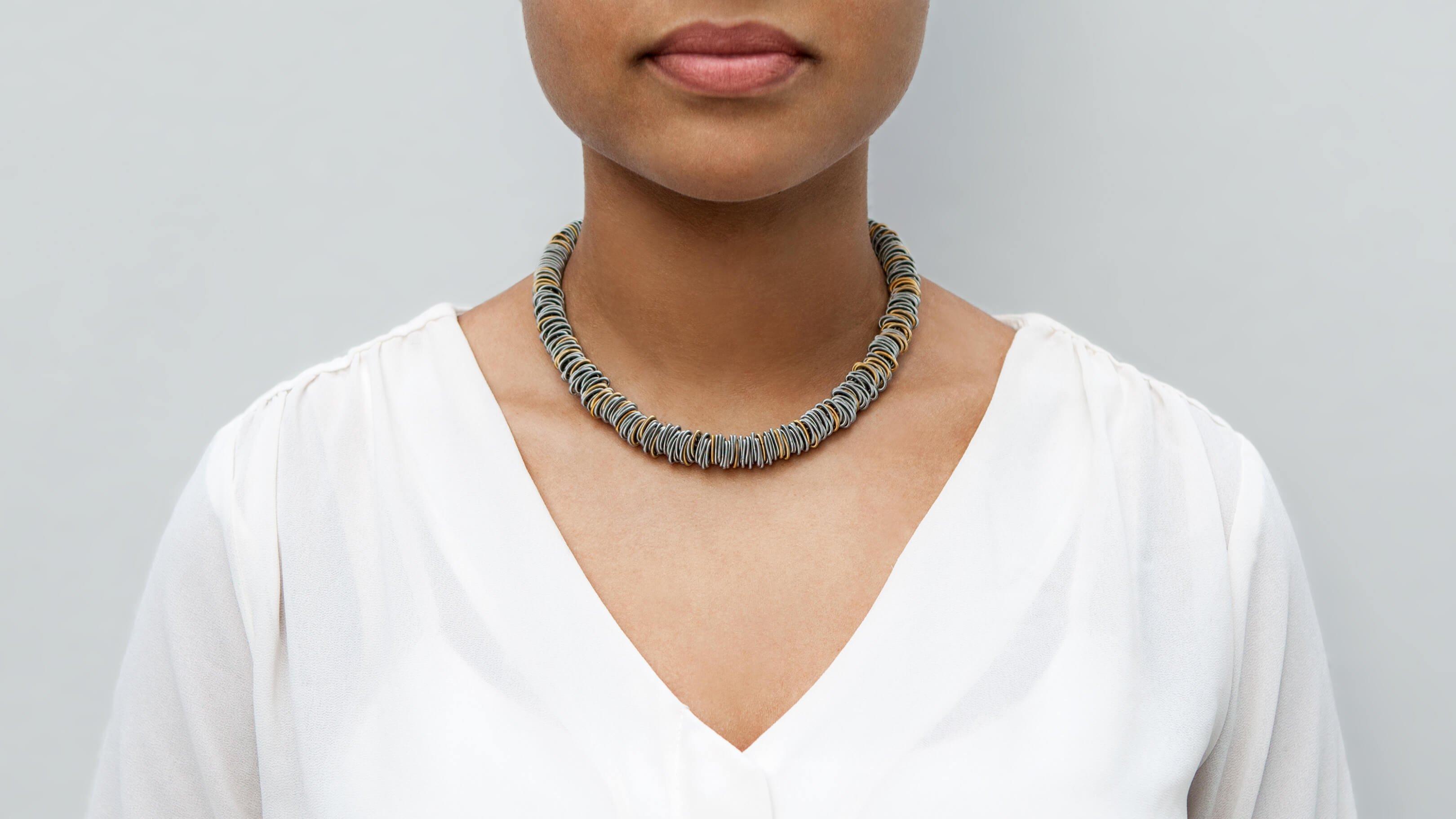 Stainless Steel & Gold / Desktop / WhiteMenu / Tiziana Necklace 1, designed by Tiziana Redavid