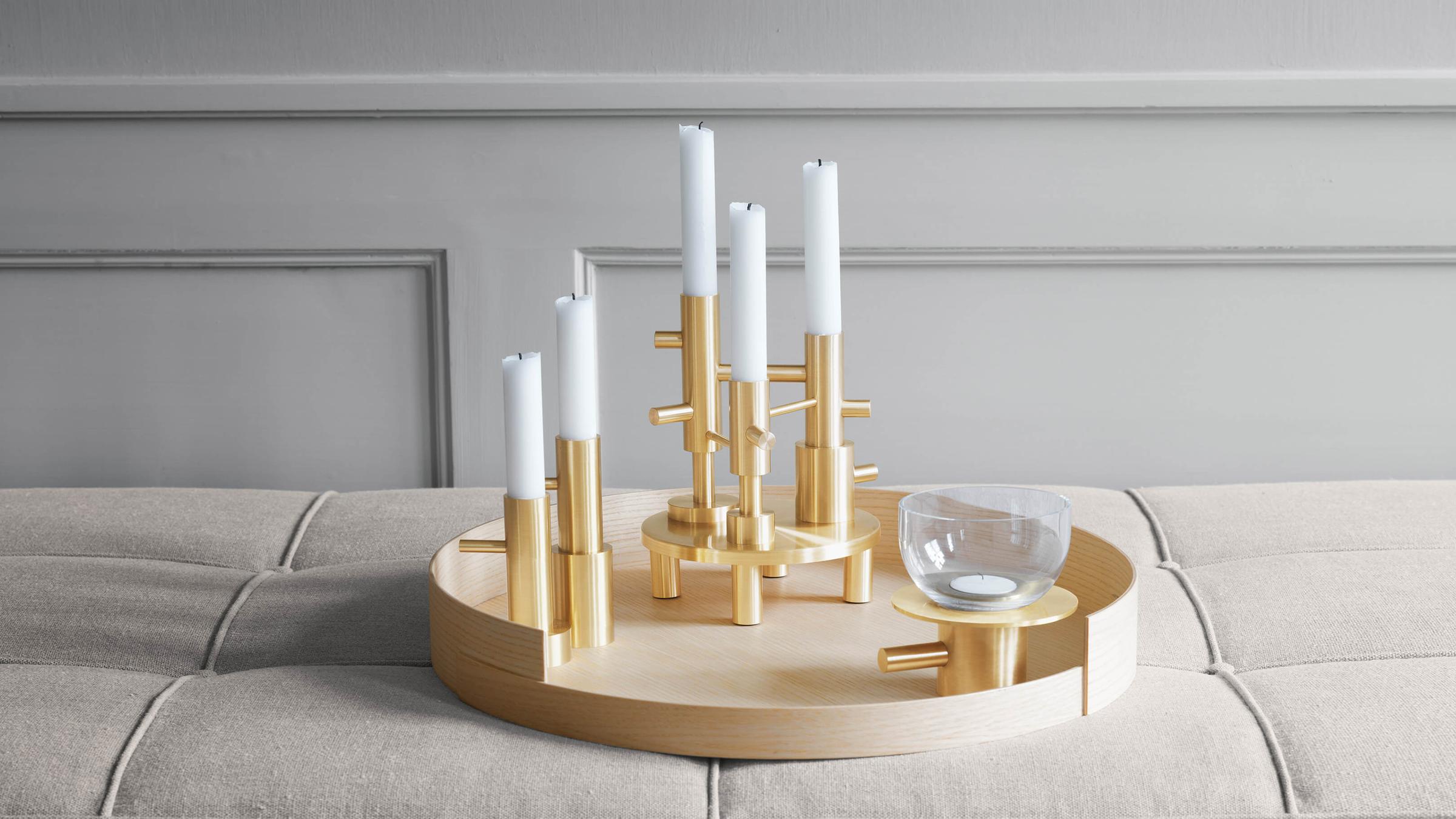 Fritz Hansen Candle Holder Brass Triple Candleholder