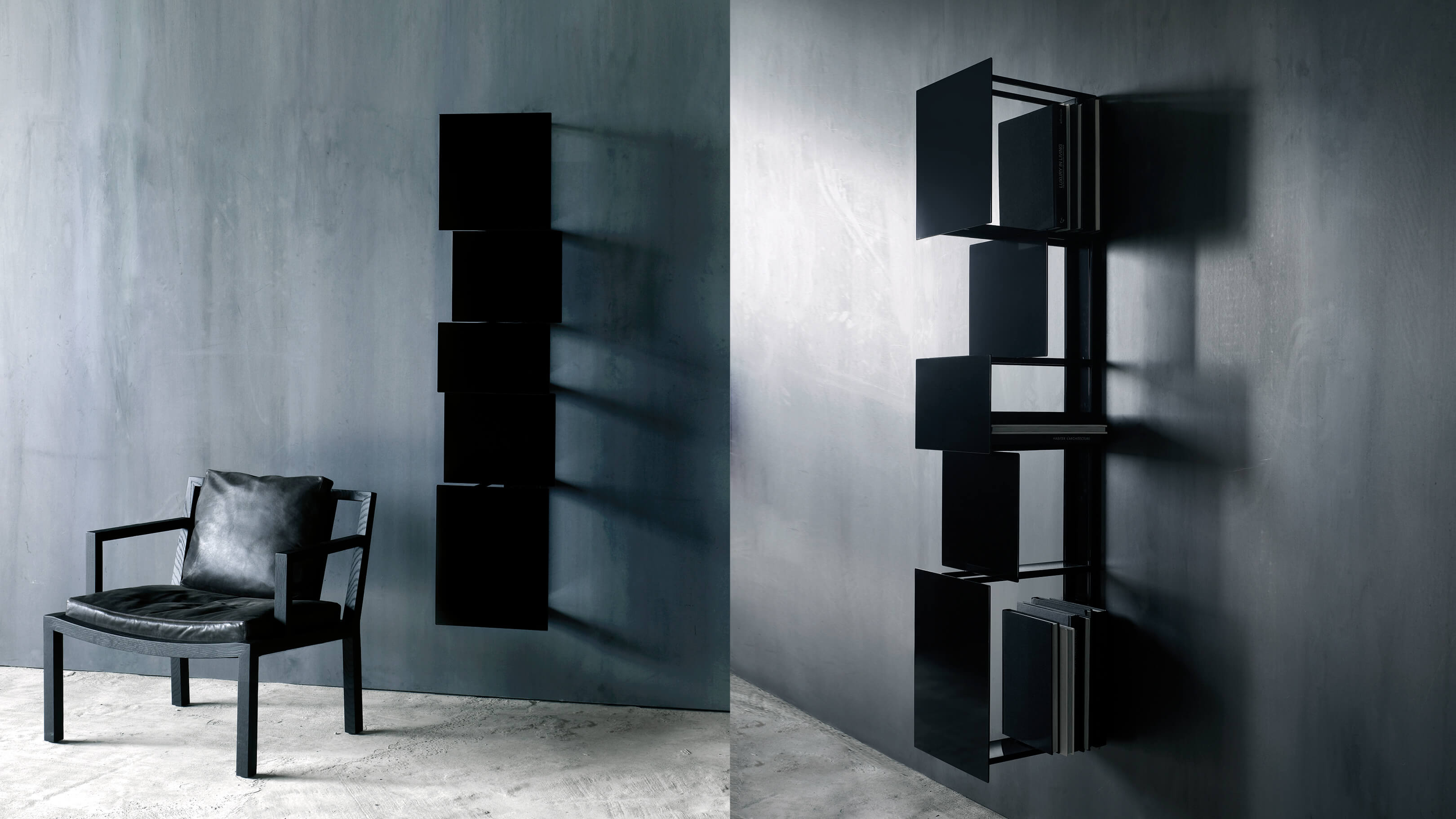 Shape A / Black / Desktop /WhiteMenu / Bukva Bookcase made by Living Divani