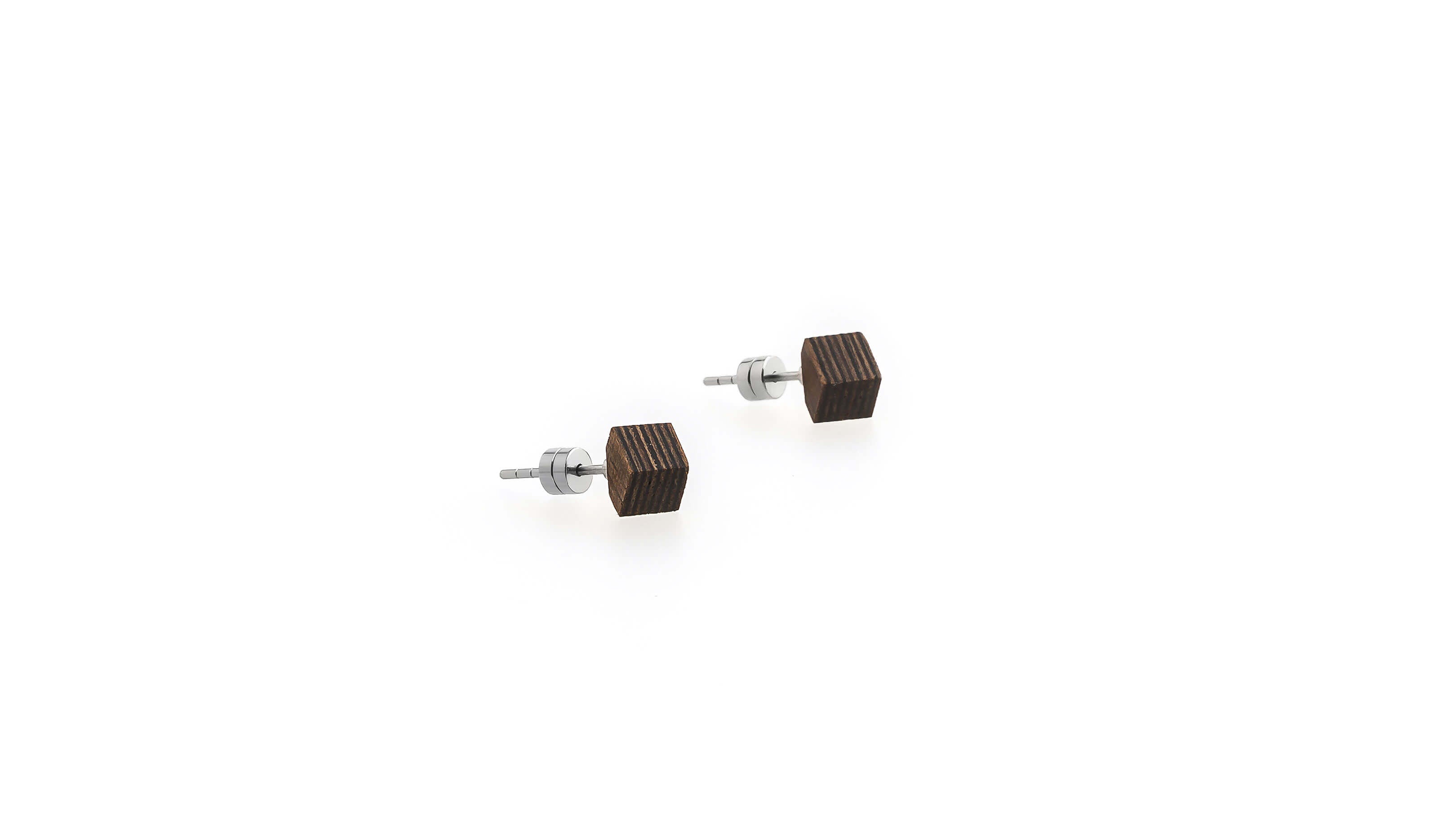 Cube / Walnut/Ebony / Desktop / BlackMenu / Second Life Duo Earrings, designed by Moissue