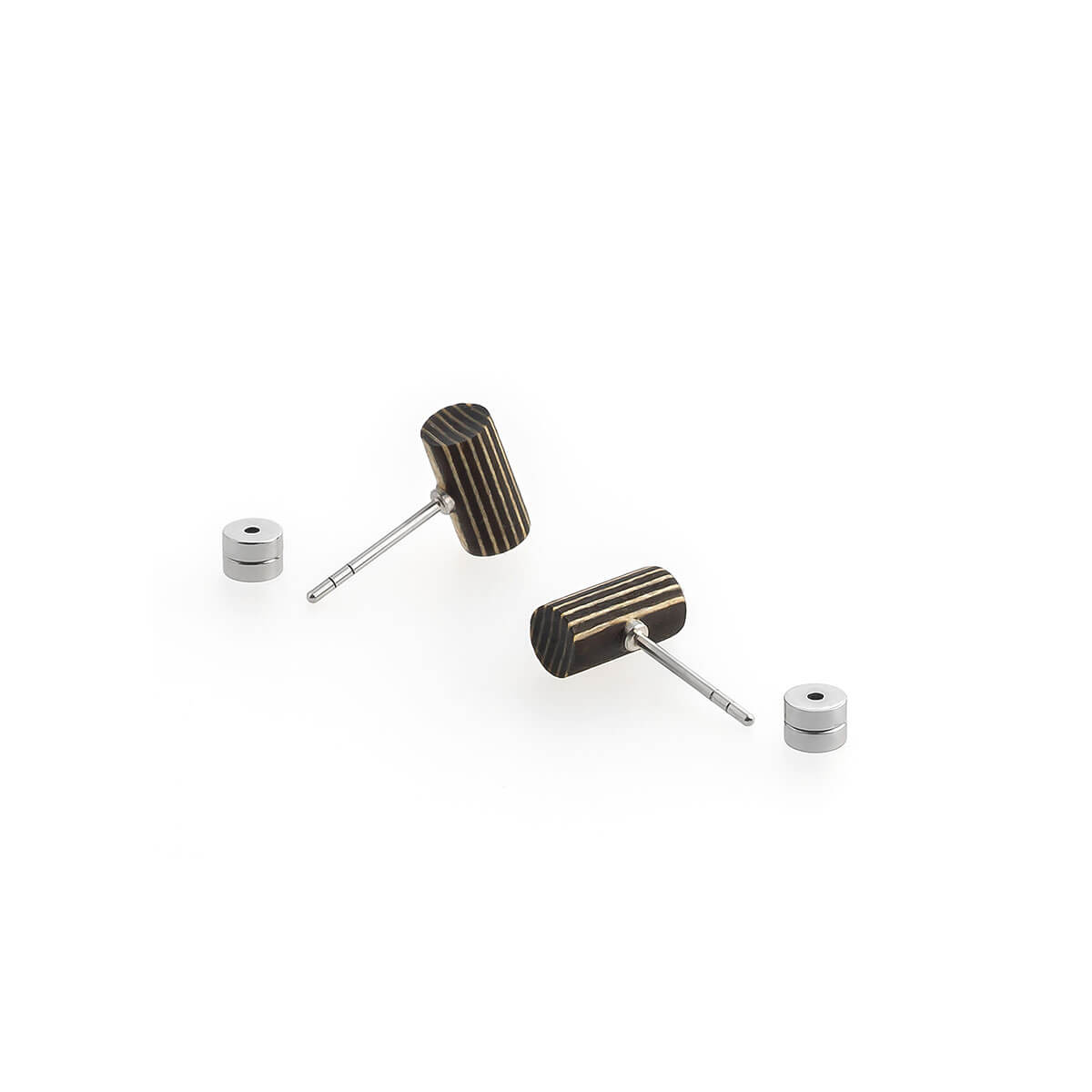 Cylinder / Sycamore/Ebony / Mobile / BlackMenu / Second Life Duo Earrings, designed by Moissue