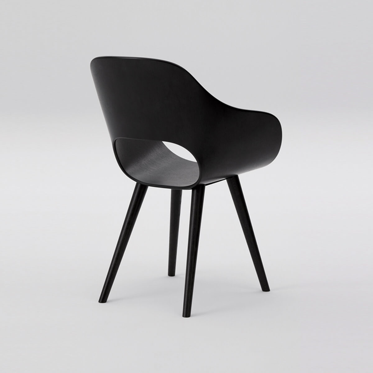 Black Oak / Mobile / BlackMenu / Roundish Dining Armchair, designed by Naoto Fukasawa made by Maruni