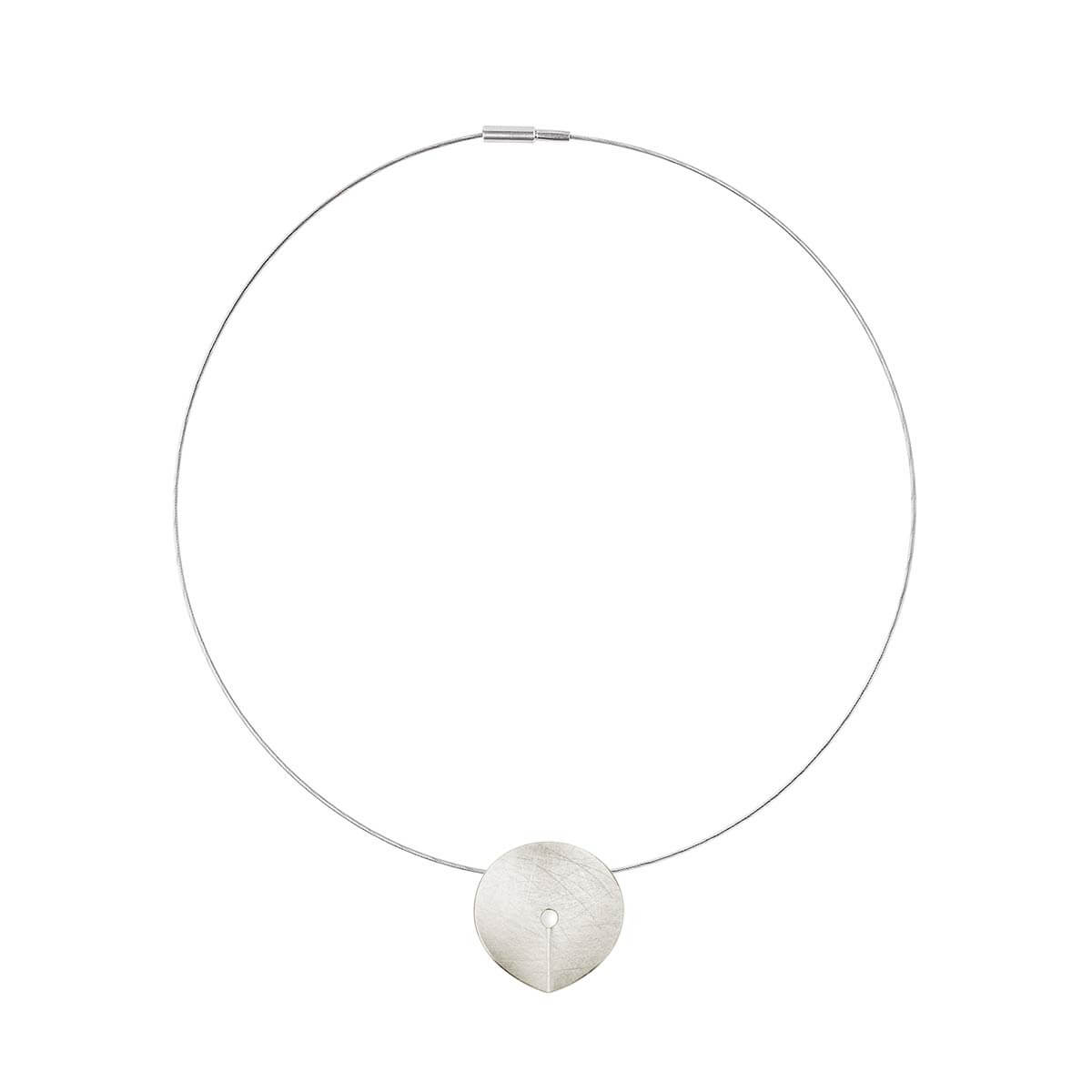 Large / Silver / Mobile / BlackMenu / Creased Disc Pendant Necklace, designed by Marcin Zaremski