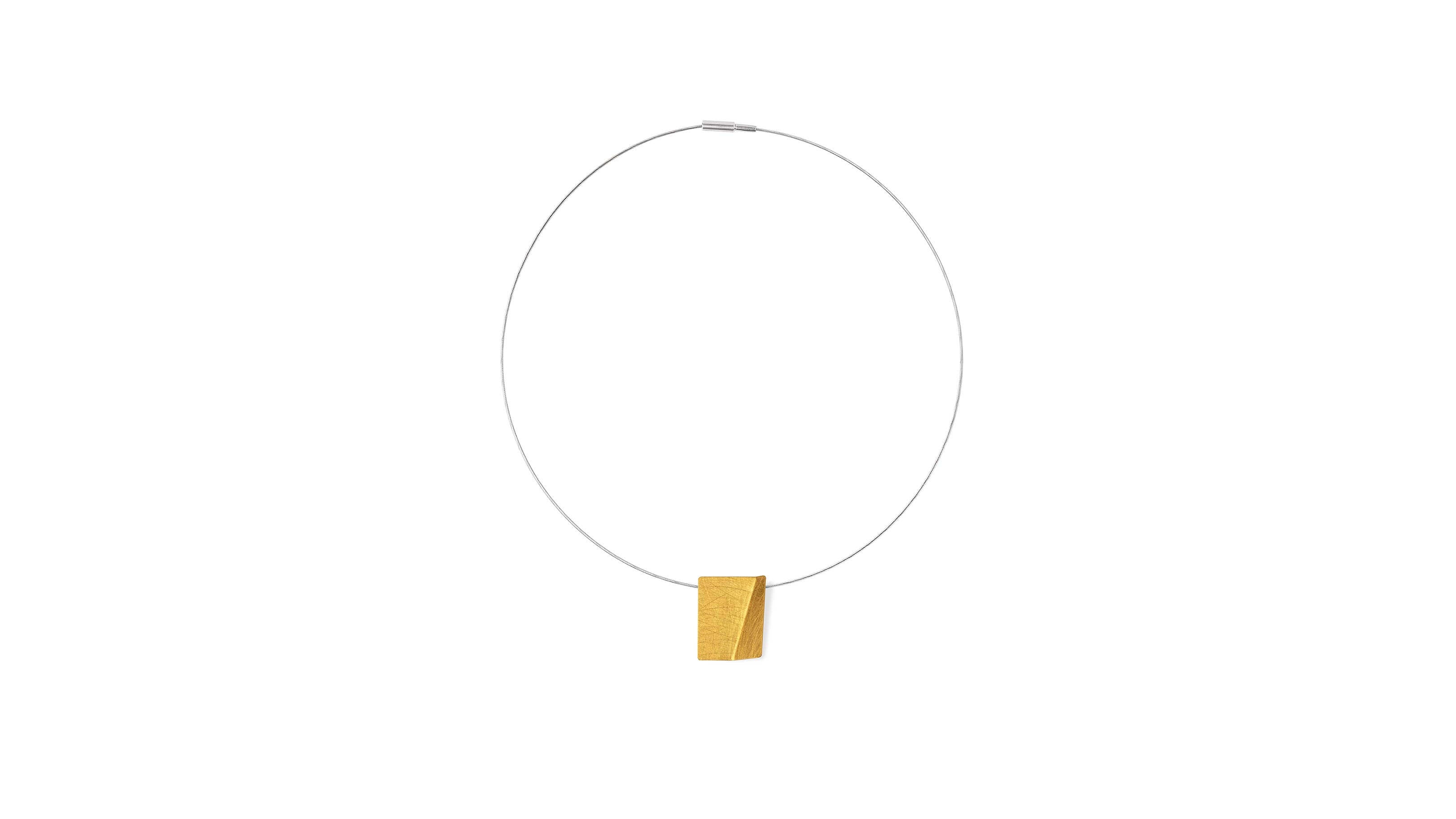 Gold Plated / Desktop / BlackMenu / Creased Rectangle Pendant Necklace, designed by Marcin Zaremski