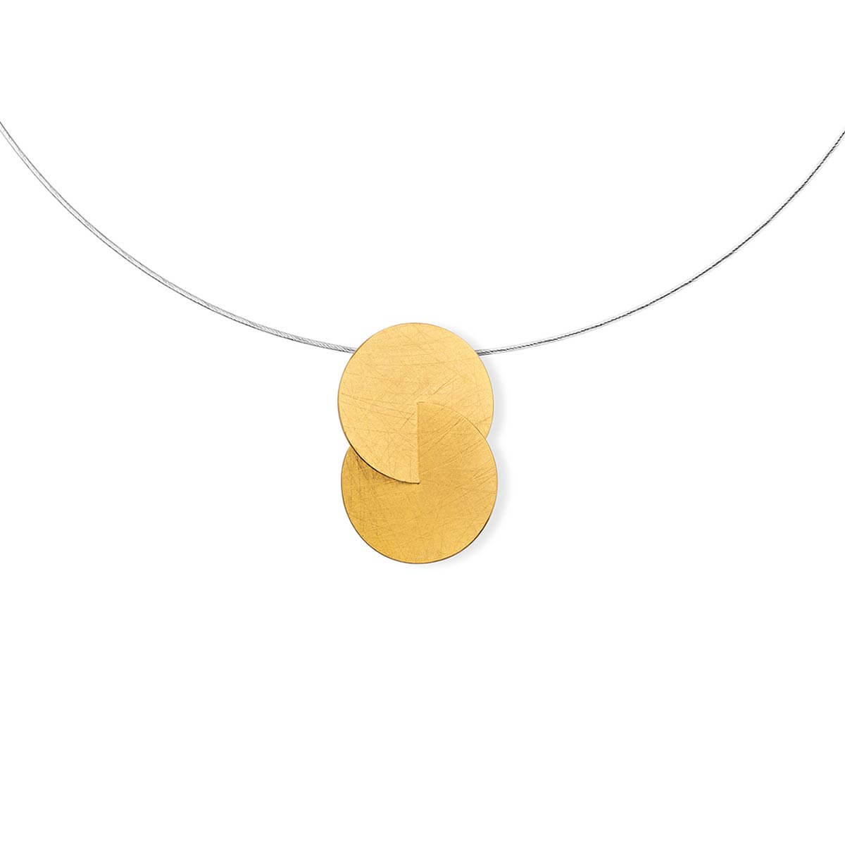 Large / Gold Plated Silver / Mobile / BlackMenu / Double Disc Pendant Necklace, designed by Marcin Zaremski