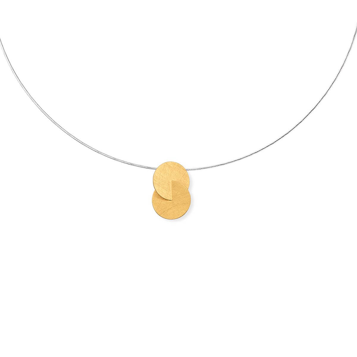Small / Gold Plated Silver / Mobile / BlackMenu / Double Disc Pendant Necklace, designed by Marcin Zaremski