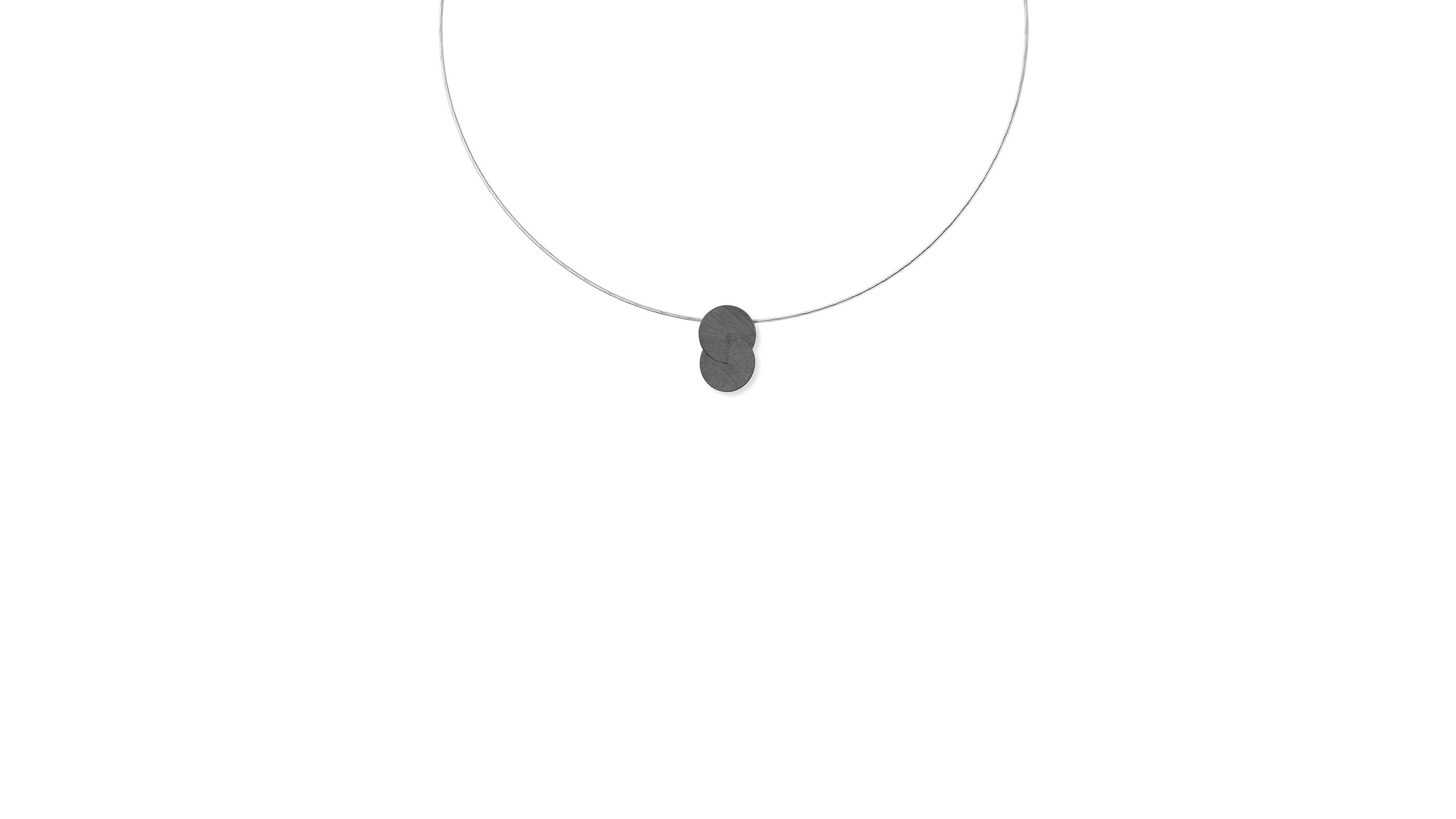 Small / Oxidized Silver / Desktop / BlackMenu / Double Disc Pendant Necklace, designed by Marcin Zaremski