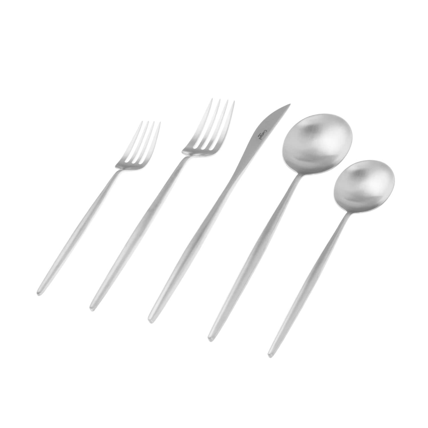 Brushed Steel / Mobile / BlackMenu / Moon 5PC Flatware Set, designed by Cutipol