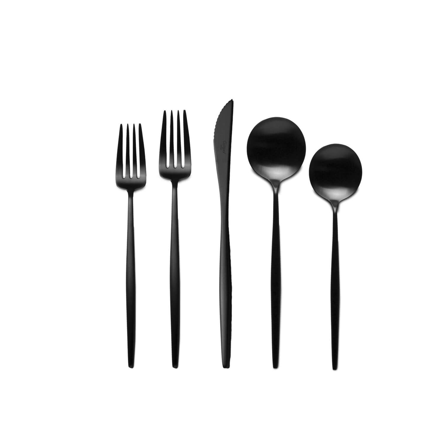Matte Black / Mobile / BlackMenu / Moon 5PC Flatware Set, designed by Cutipol