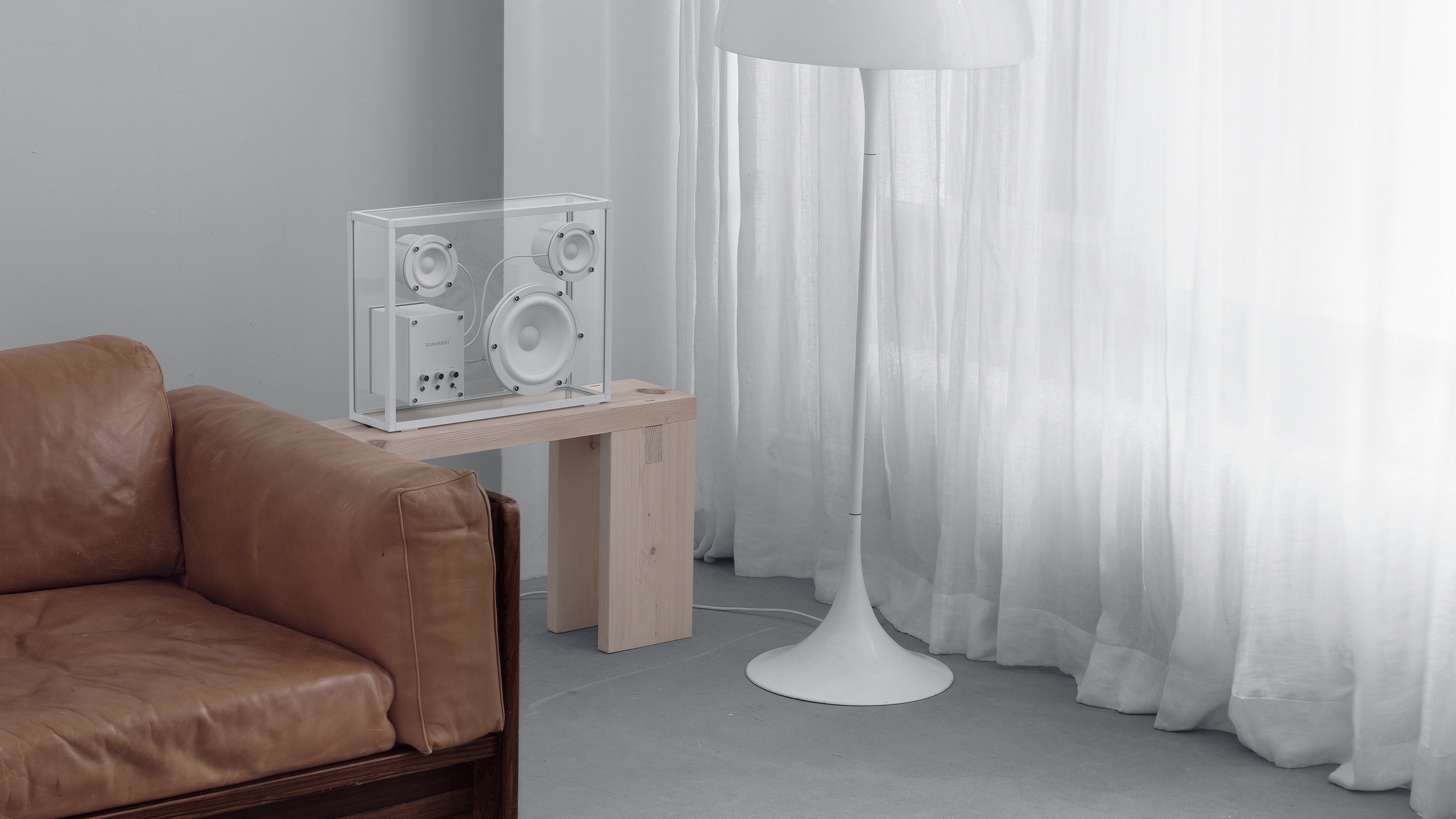 White / Desktop / BlackMenu / Transparent Speaker, designed by Martin Willers & Per Brickstad